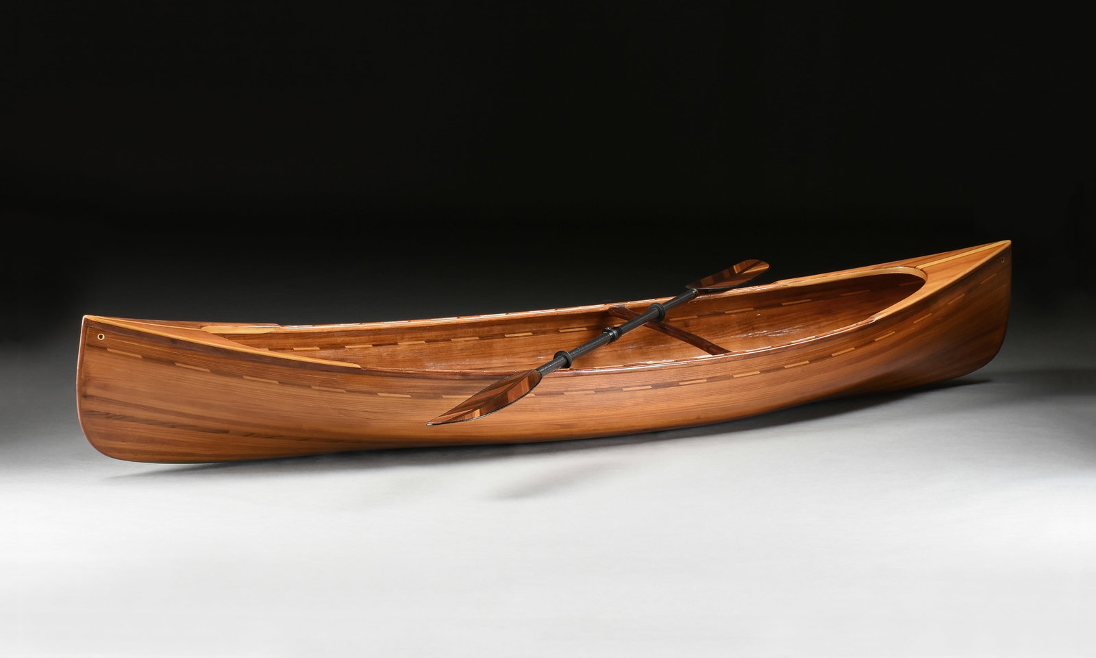 A Wee Lassie HANDMADE CANOE WITH A SINGLE BLADE PADDLE AND A DOUBLE BLADE PADDLE, 21ST CENTURY, (1 of 13)