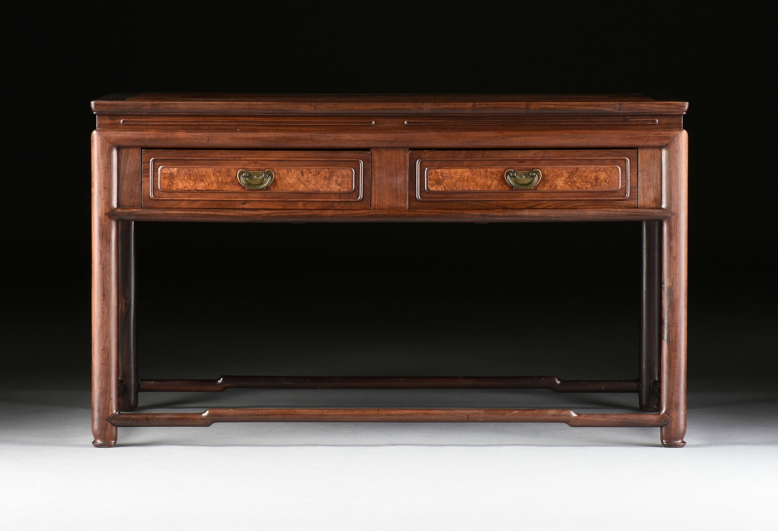 A ROSEWOOD AND AMBOYNA SIDEBOARD, CHINESE EXPORT, 20TH CENTURY, (1 of 9)