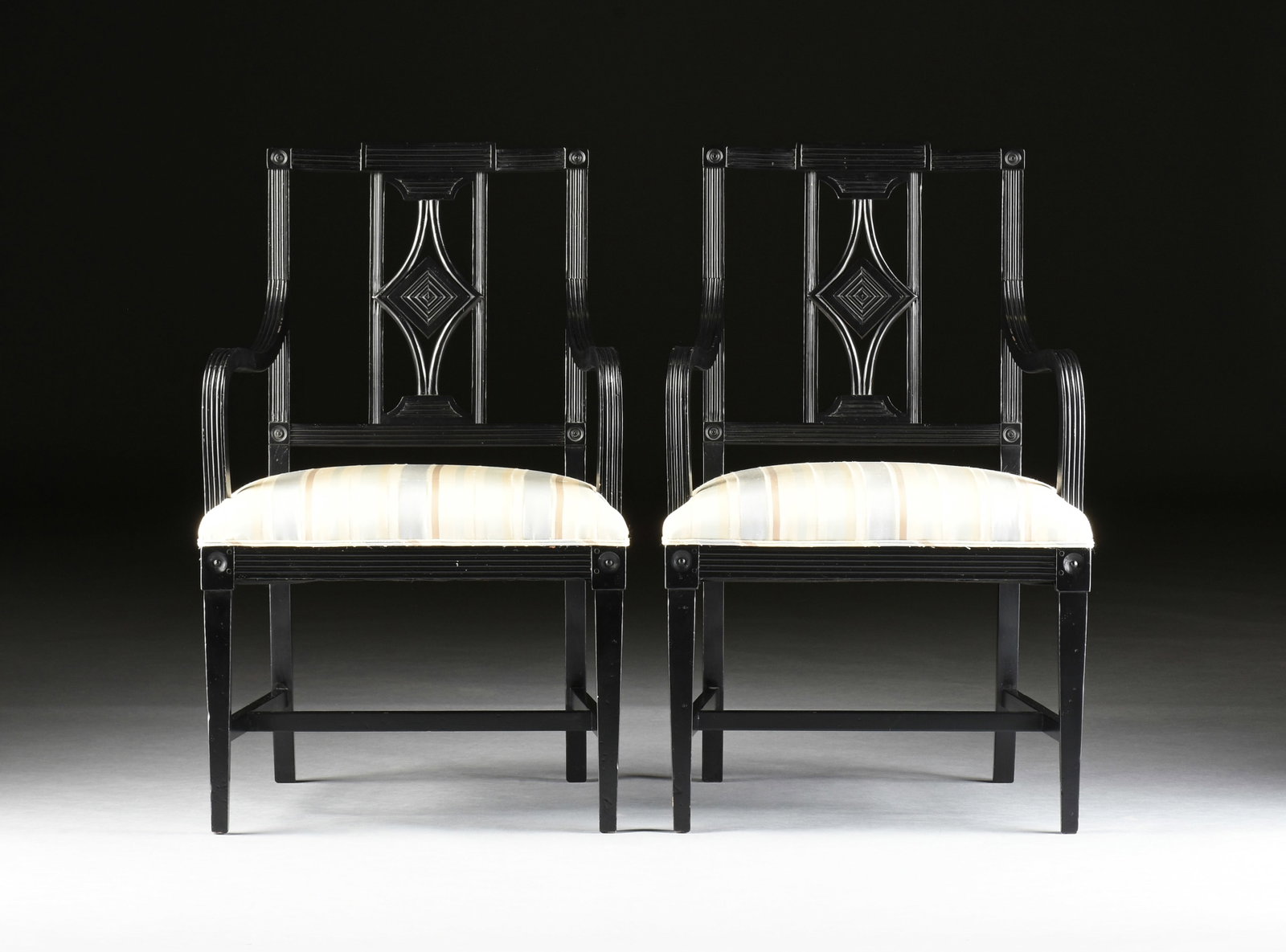 NINE HEPPLEWHITE STYLE ARMCHAIRS, 20TH CENTURY, (1 of 6)