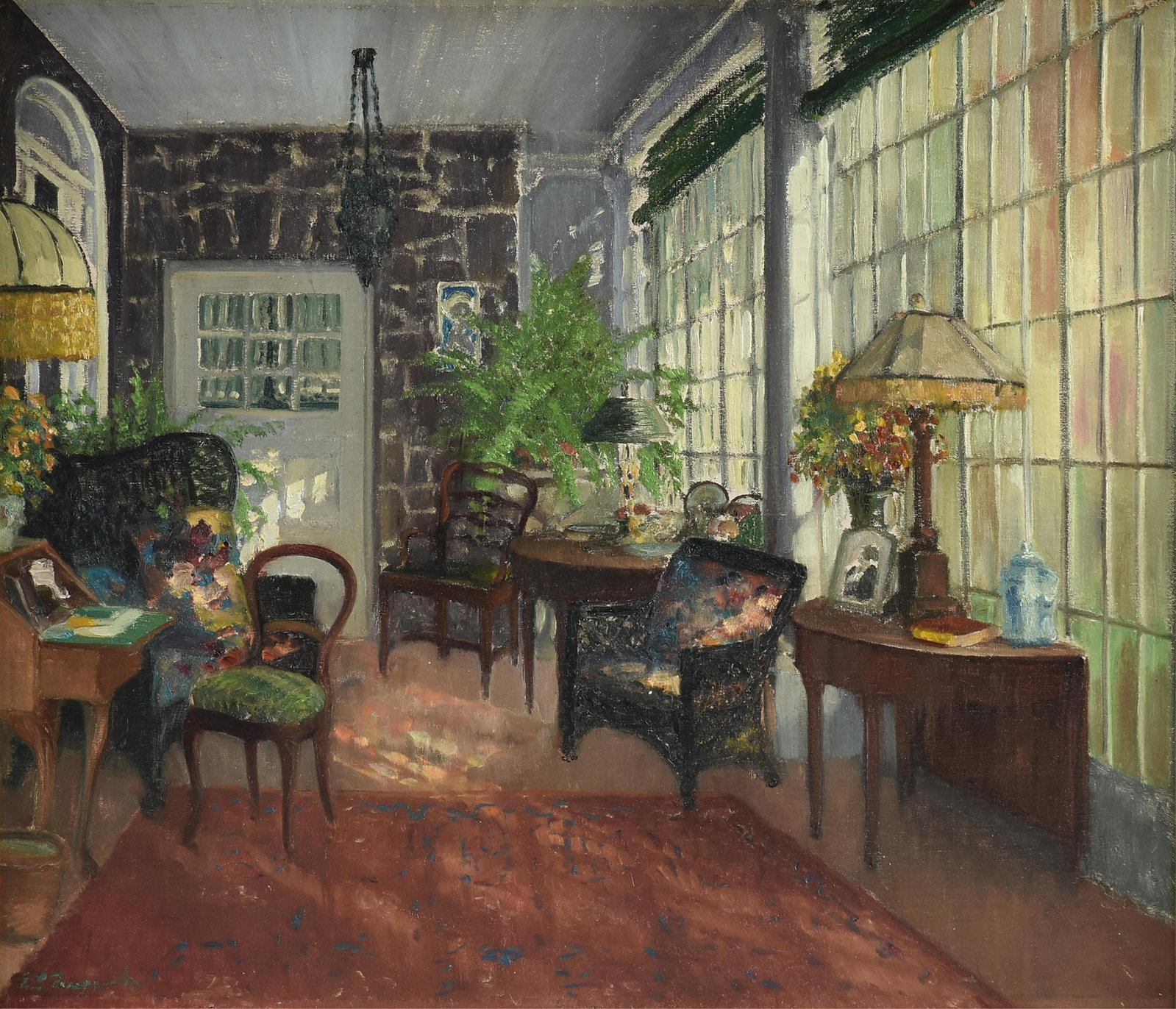 EVERETT LLOYD BRYANT (American 1864-1945) Interior Scene (Untitled), 20TH CENTURY,: EVERETT LLOYD BRYANT (American 1864-1945) Interior Scene (Untitled), 20TH CENTURY, oil on canvas, signed lower left, "E.L. Bryant." 25 x 30 in. (63.5 x 76.2 cm.), Frame: 33 x 37 in. (83.8 x 94 cm.)