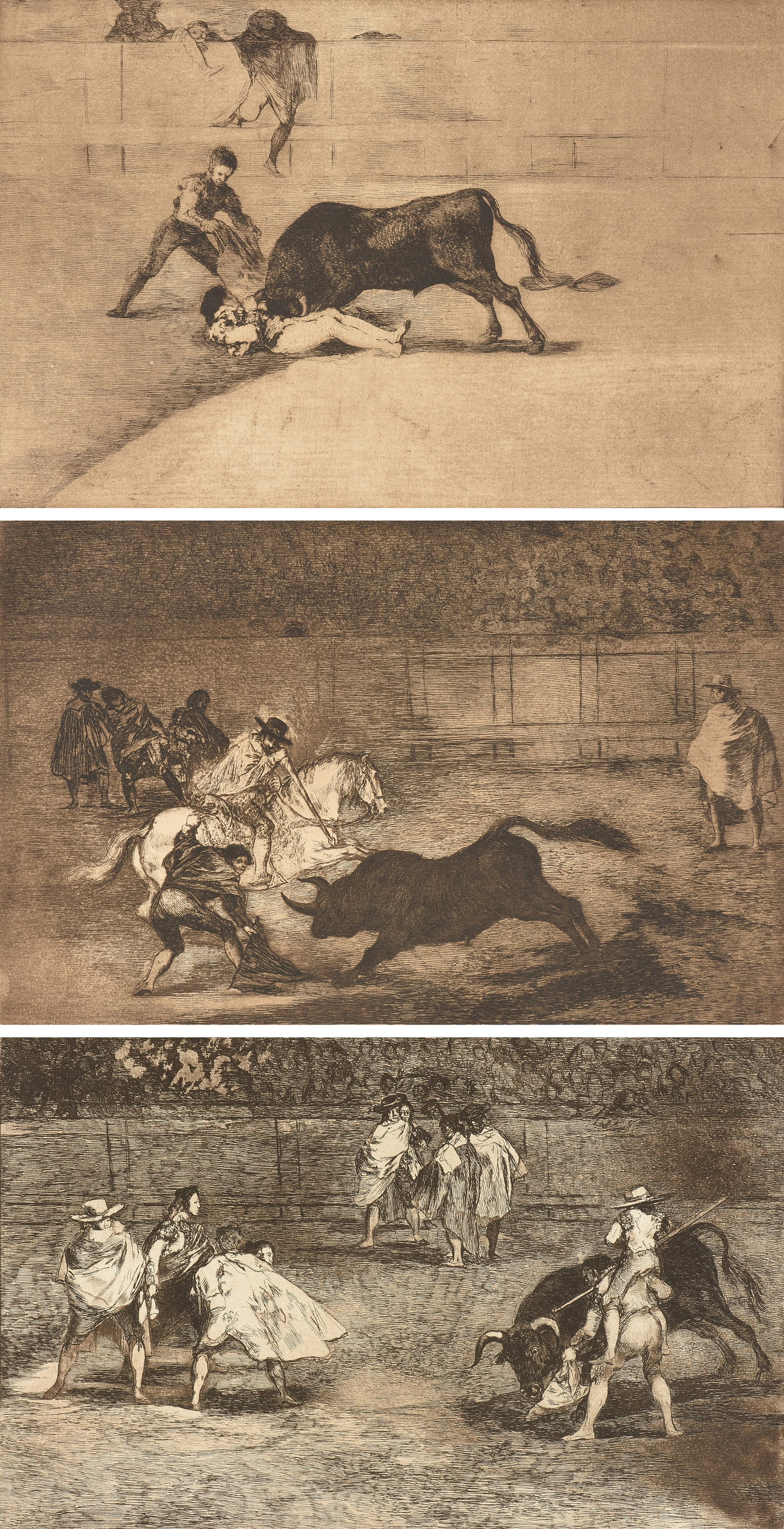 FRANCISCO DE GOYA (Spanish 1746-1828) THREE PRINTS FROM La Tauromaquia, 20TH CENTURY, (1 of 17)