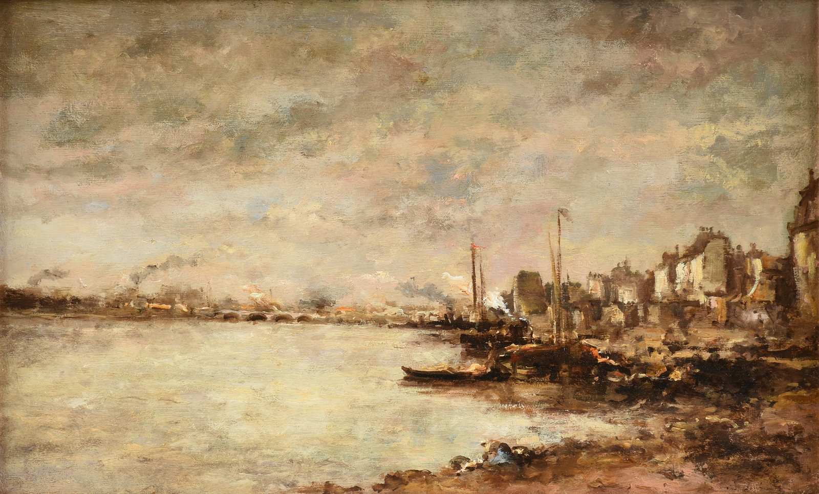 attributed to ALBERT MARIE LEBOURG (French 1849-1928) Doing Laundry on the Banks of the Seine, LATE (1 of 14)