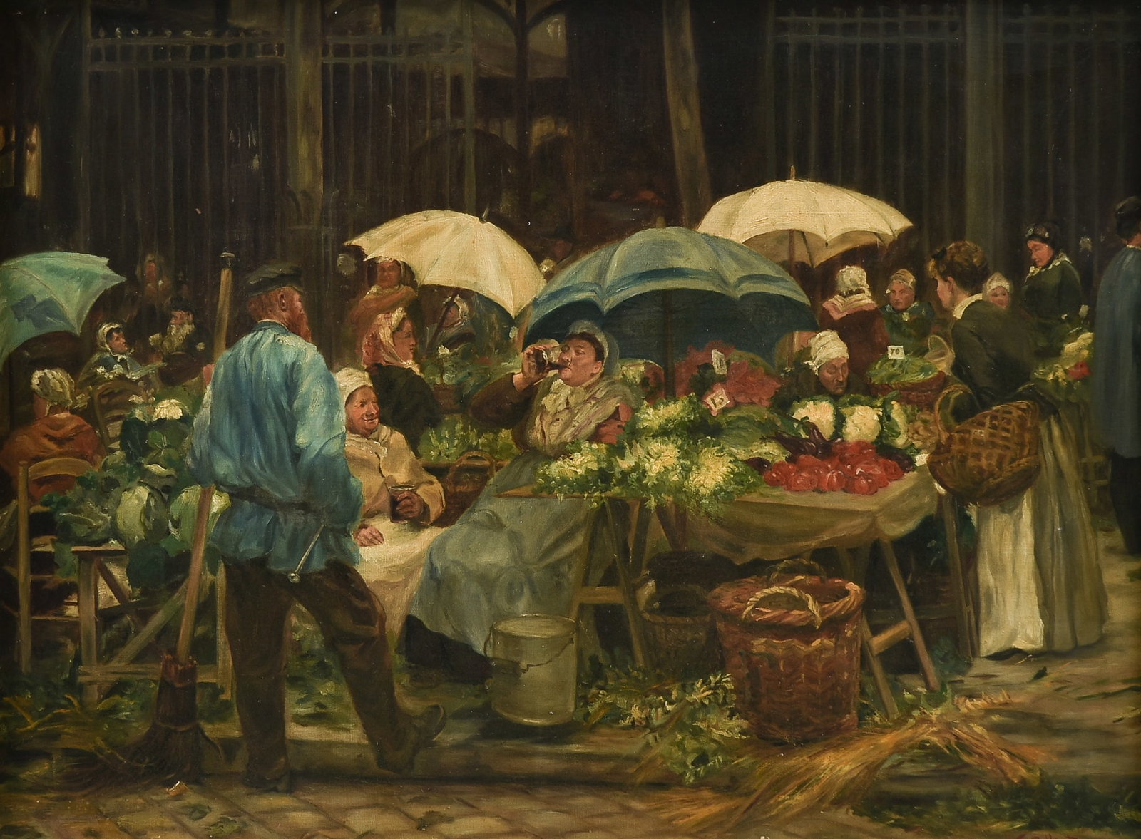 VICTOR GILBERT (French 1847-1933) Vegetable Market at Les Halles, LATE 19TH CENTURY, (1 of 16)