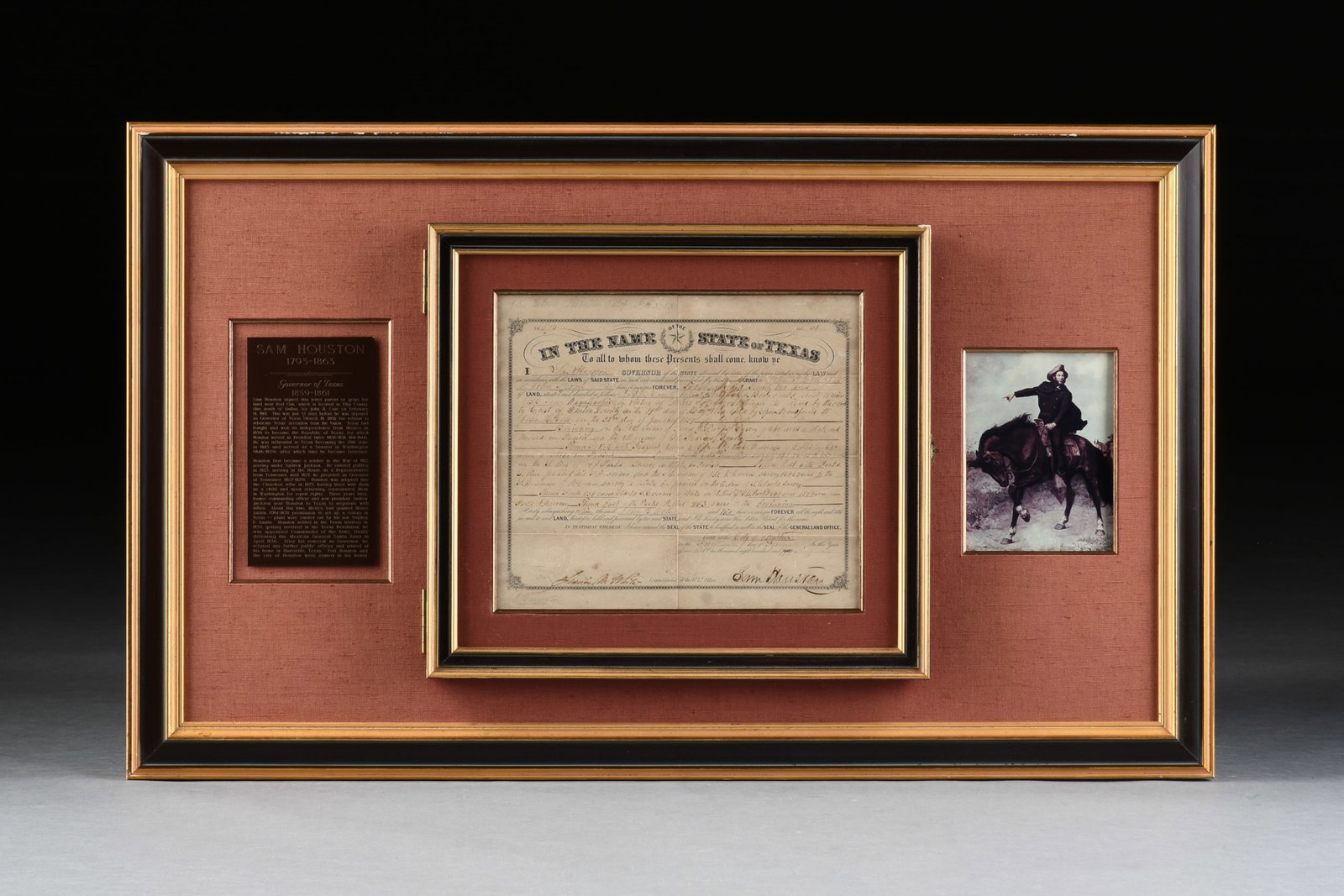 SAM HOUSTON (American/Texas 1793-1863) A SIGNED STATE OF TEXAS LAND GRANT DOCUMENT, 1861, (1 of 7)