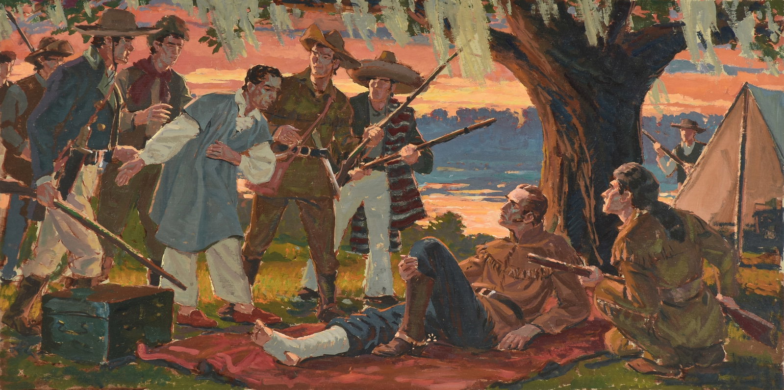 CLIFF YOUNG (AMERICAN 1905-1985) Surrender of Santa Anna to Sam Houston, 1962, (1 of 11)