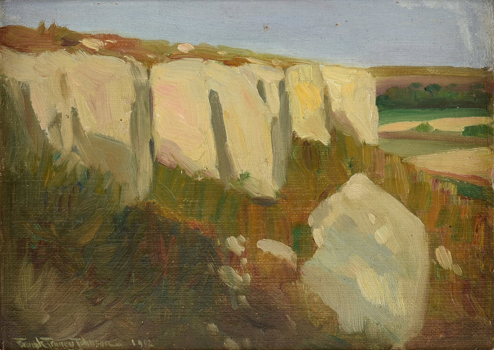 FRANK TENNEY JOHNSON (American 1874-1939) Bluffs on the Kaw River, 1912, (1 of 9)