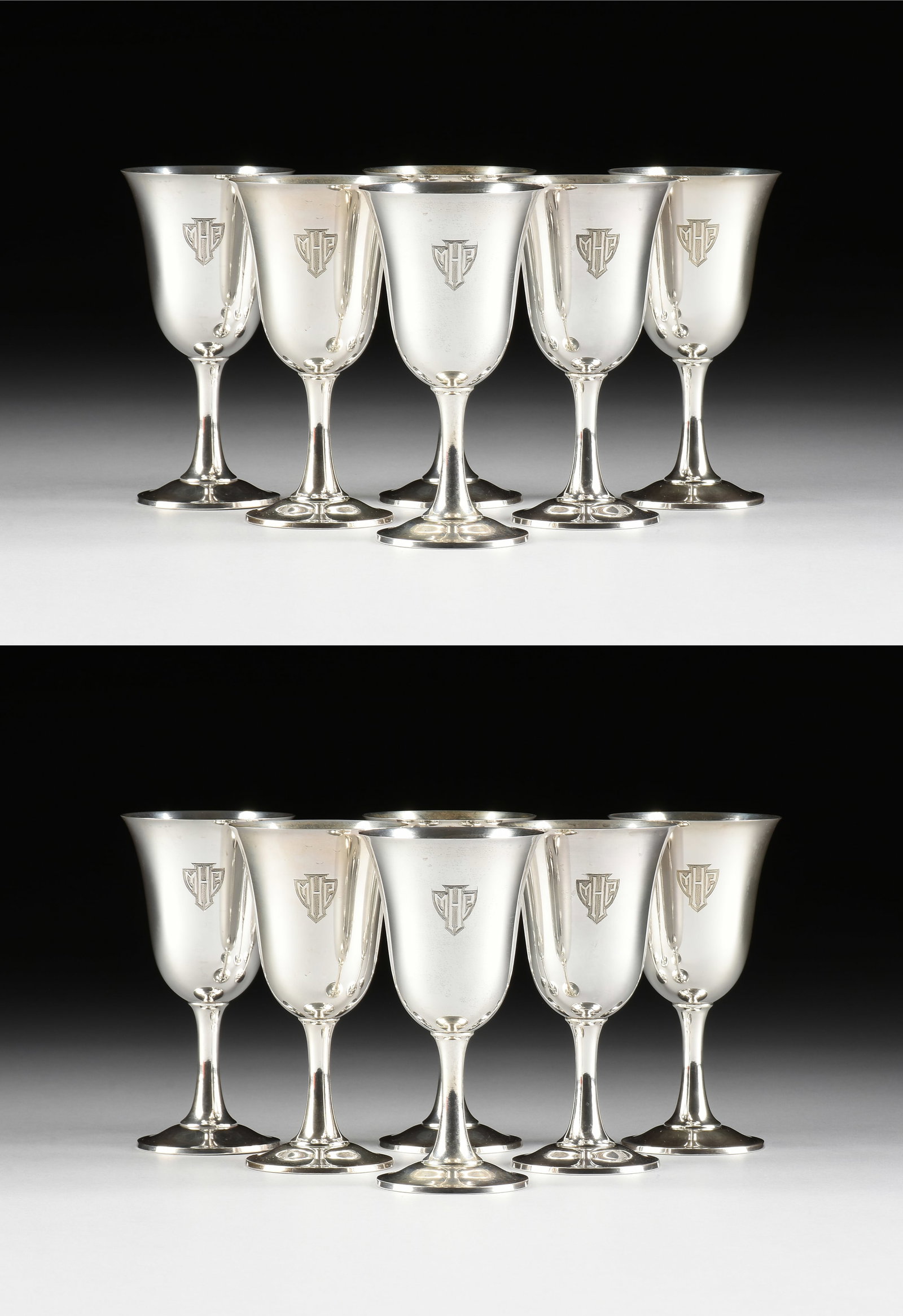 TWELVE WALLACE STERLING SILVER GOBLETS, AMERICAN, 20TH CENTURY, (1 of 6)