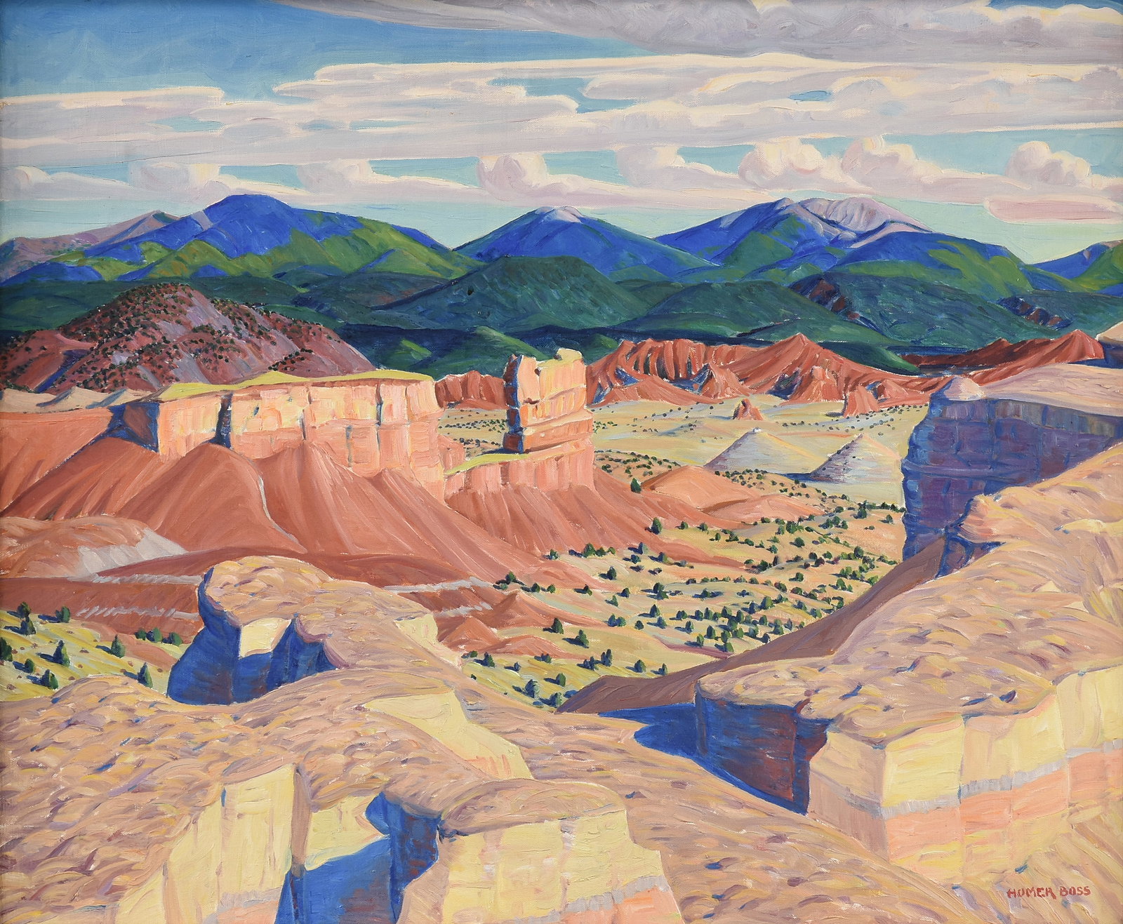 HOMER DEAN BOSS (American 1882-1956) Red Clay Formation, CIRCA 1950s,: HOMER DEAN BOSS (American 1882-1956) Red Clay Formation, CIRCA 1950s, oil on canvas, signed lower right, "Homer Boss," also titled, inventoried, and signed on reverse, "Red Clay Formation / 58-L /