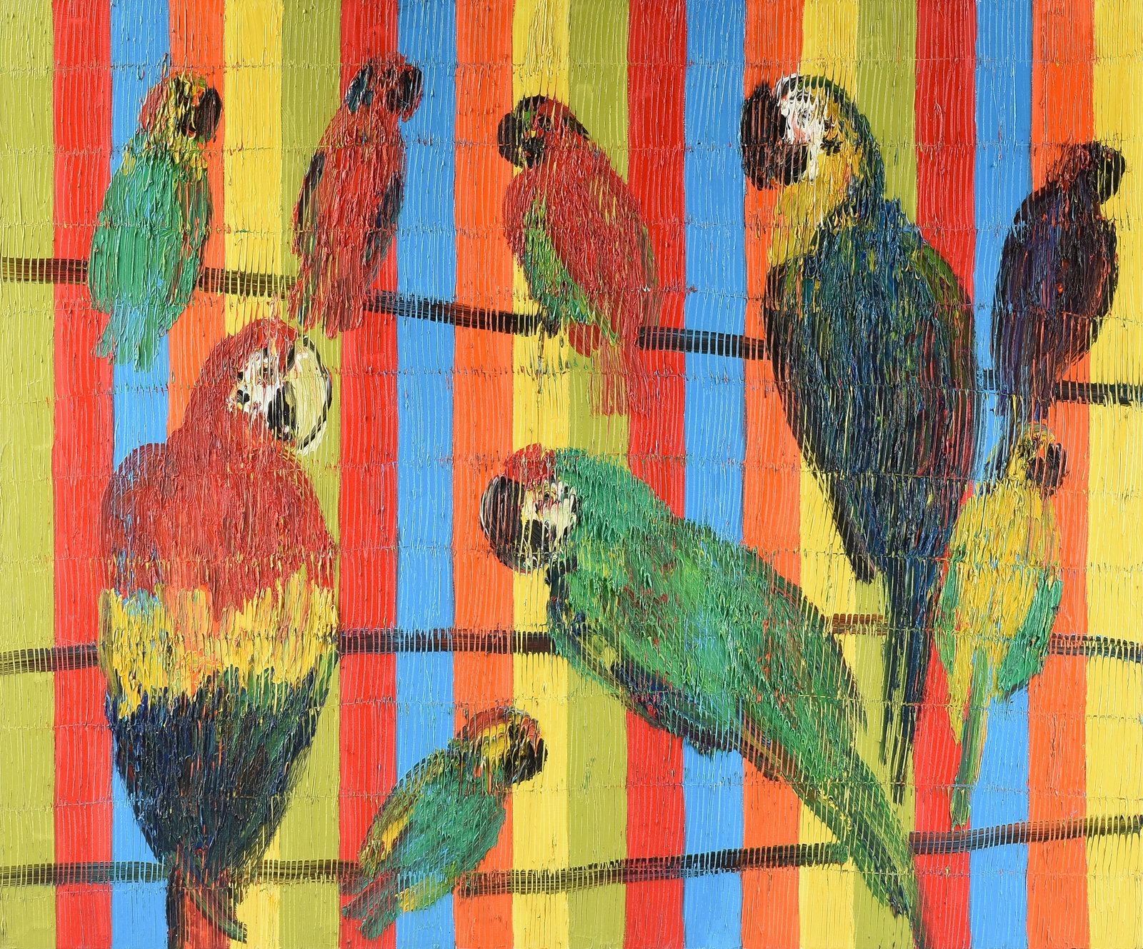 HUNT SLONEM (American b. 1951) Banded Flock, 2023, (1 of 13)