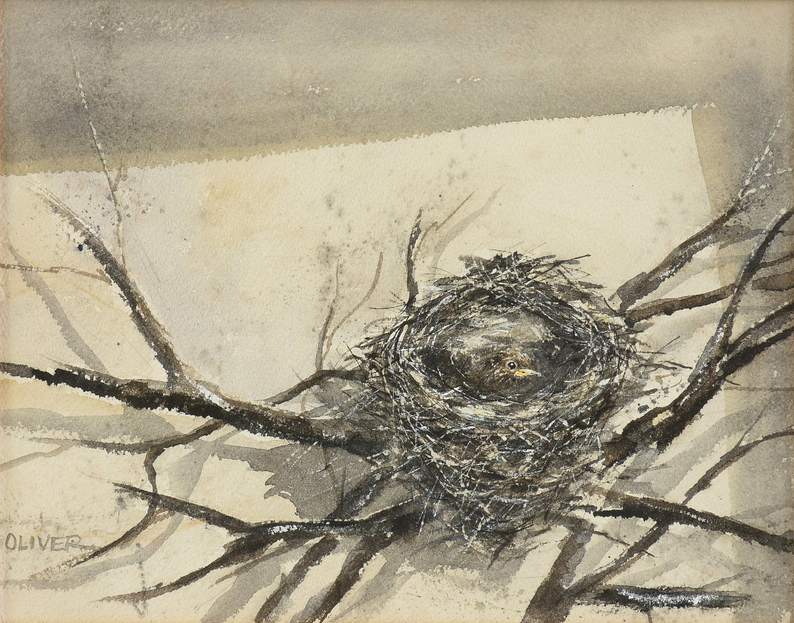 KERMIT OLIVER (American/Texas b. 1943) Bird in a Nest (Untitled), 20TH CENTURY, (1 of 9)