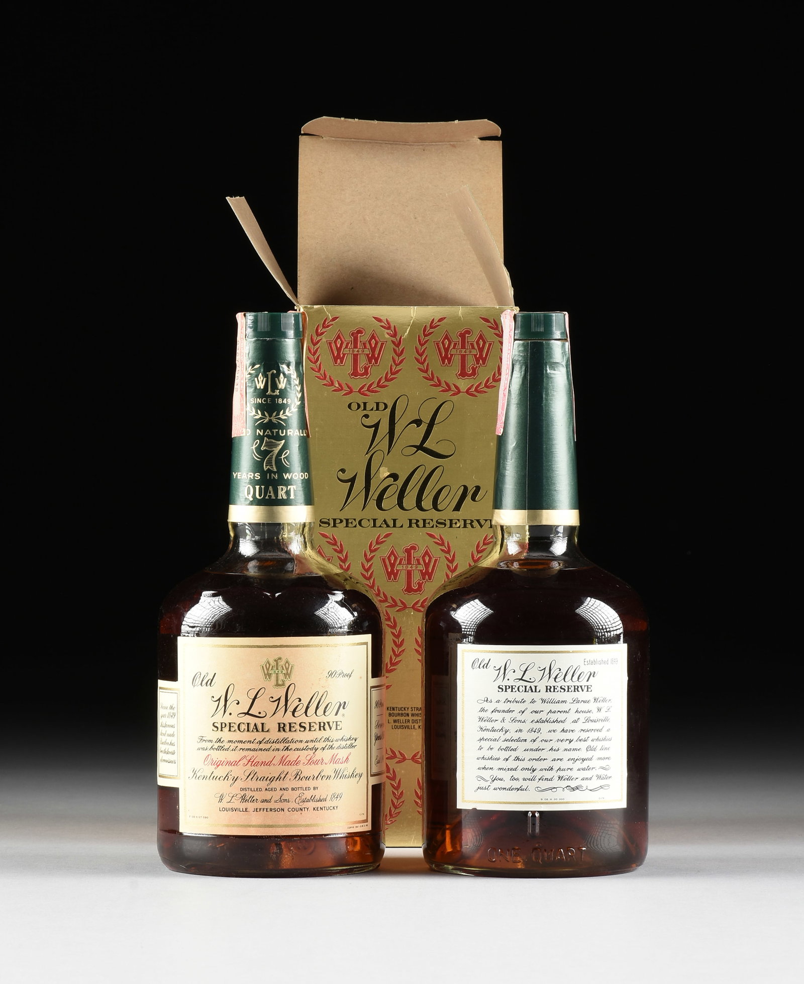 TWO BOTTLES OF OLD W.L. WELLER SPECIAL RESERVE BOURBON, AMERICAN, CIRCA 1980, (1 of 5)