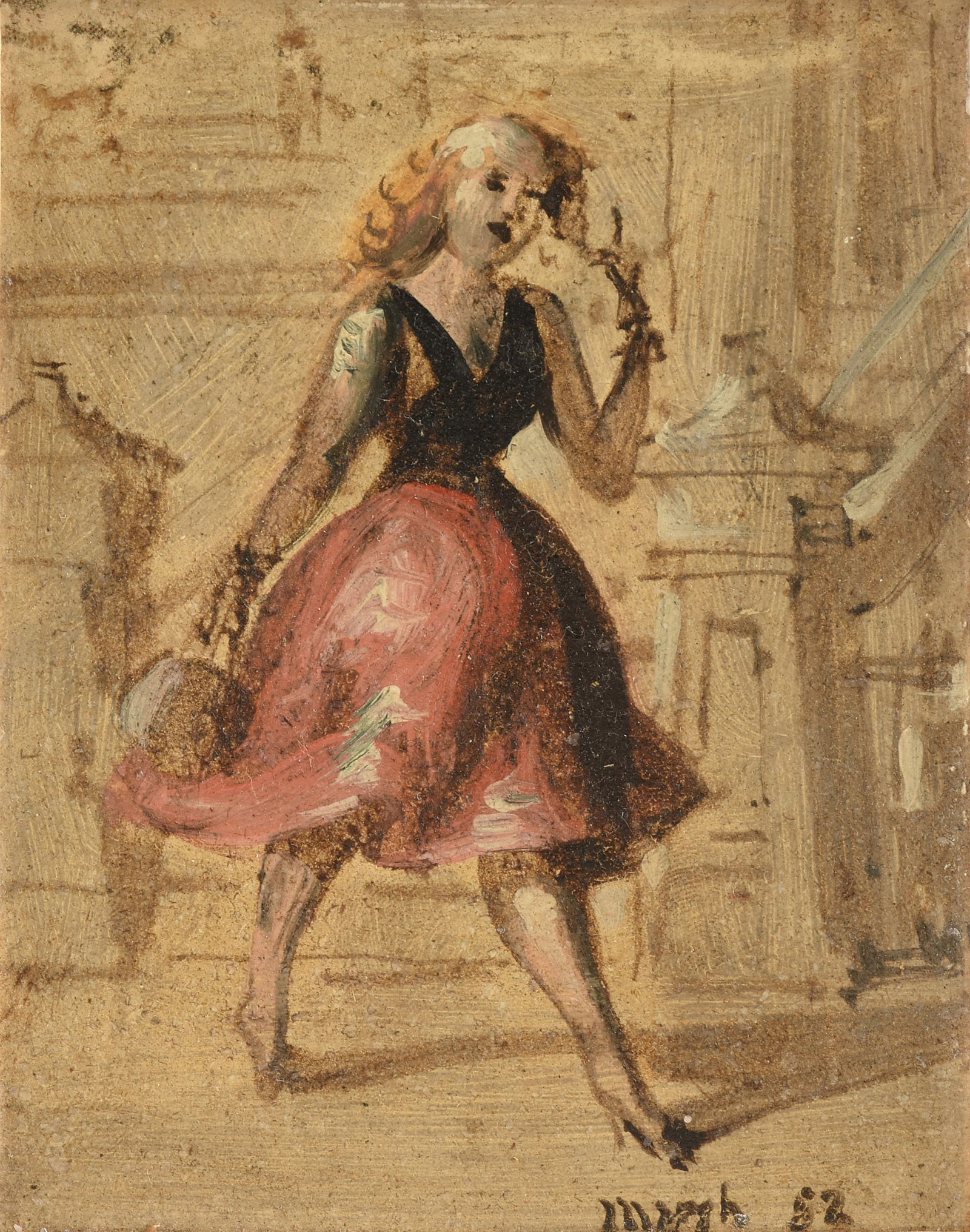 REGINALD MARSH (American 1898-1954) Woman with a Red Skirt (Untitled), 1952, (1 of 6)