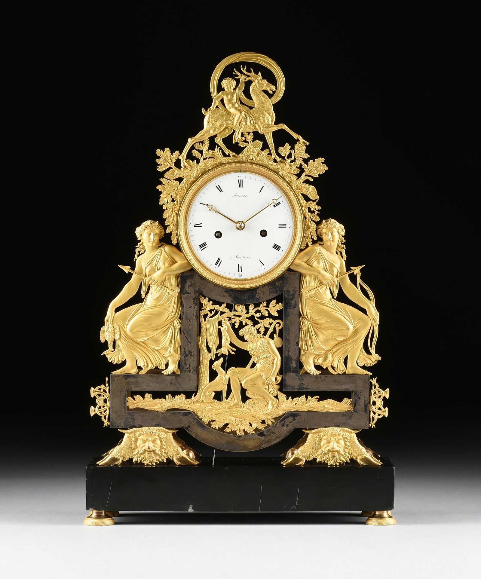 A NEOCLASSICAL BRONZE ORMOLU SKELETON MANTEL CLOCK, FRENCH, CIRCA 1800, (1 of 12)