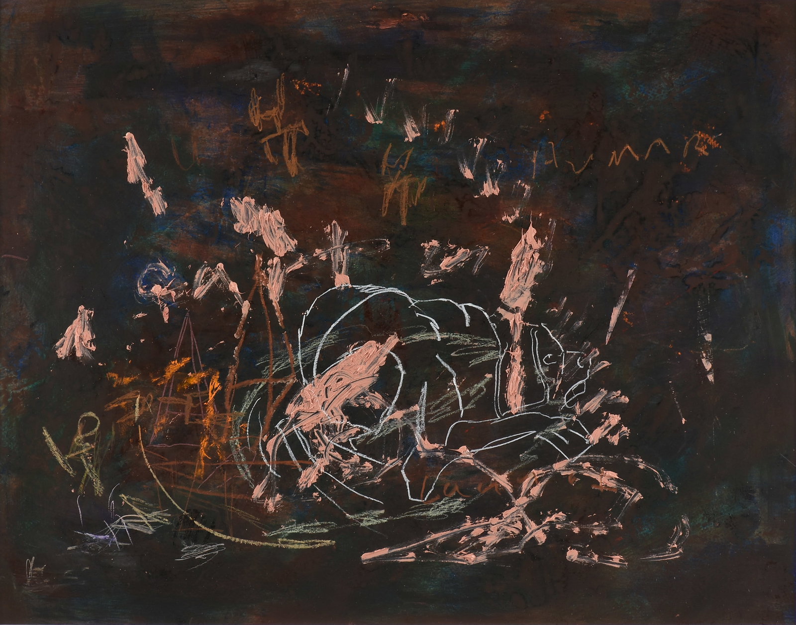GAEL STACK (American/Texas 1941-2026) Seige, 1986,: GAEL STACK (American/Texas 1941-2026) Seige, 1986, oil on paper, with a label on reverse from Moody Gallery, Houston, Texas. 23 x 29 in. (58.4 x 73.7 cm.), Frame: 26 1/4 x 31 1/2 in. (66.7 x 80 cm.) P
