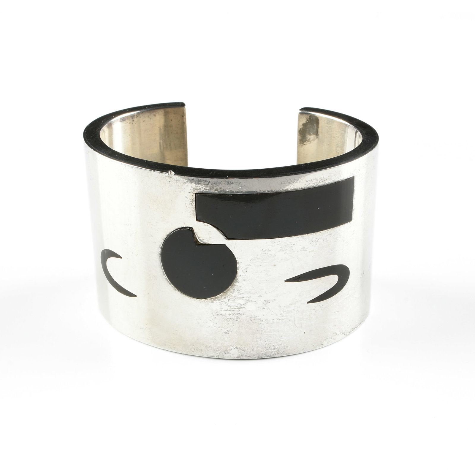 ANTONIO PINEDA (Mexican 1919-2009) A SILVER AND OBSIDIAN CUFF BRACELET, MID 20TH CENTURY, (1 of 6)