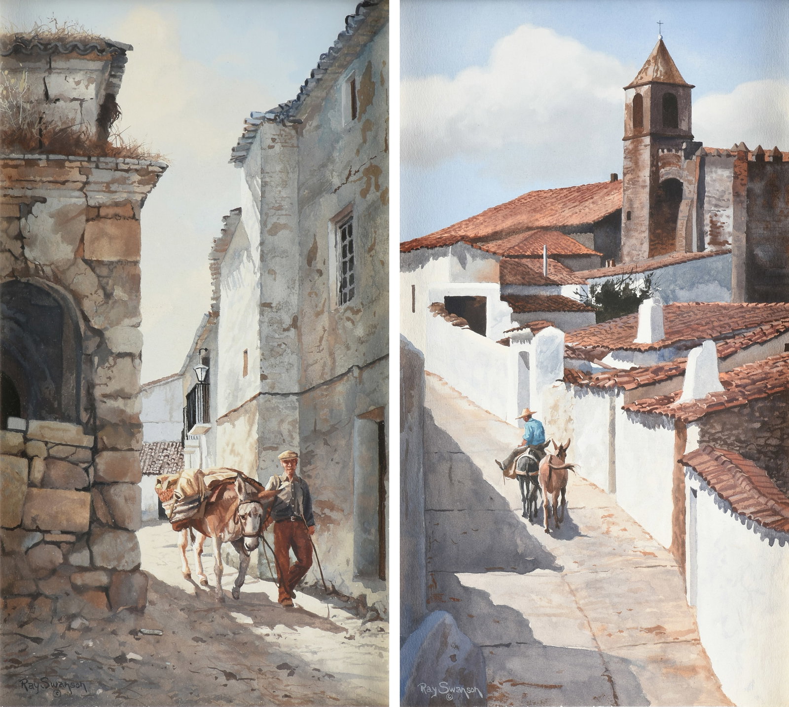 RAY SWANSON (American 1937-2004) A PAIR OF PAINTINGS Afternoon in Segura de Leon (Spain), 20TH (1 of 20)