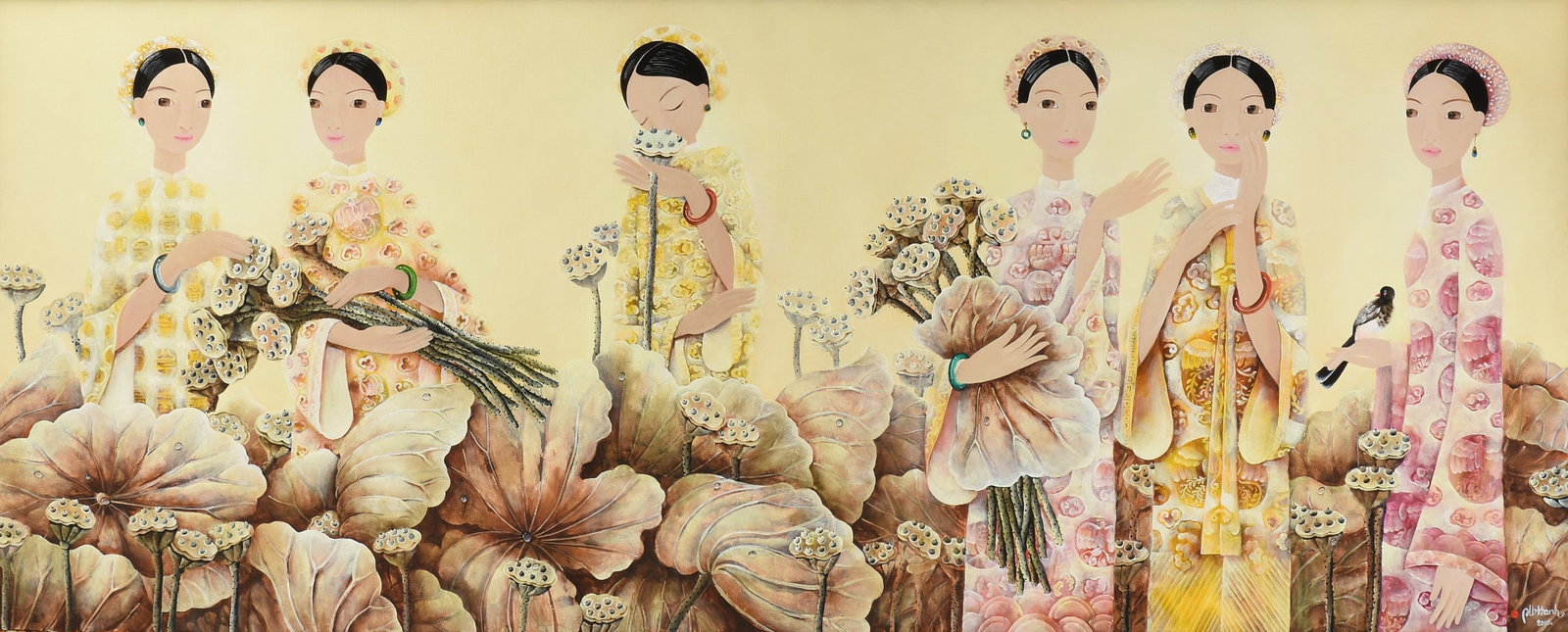 PHAN LINH BAO HANH (Vietnamese b. 1981) Six Young Women with Lotus Pods (Untitled), 2010, (1 of 16)