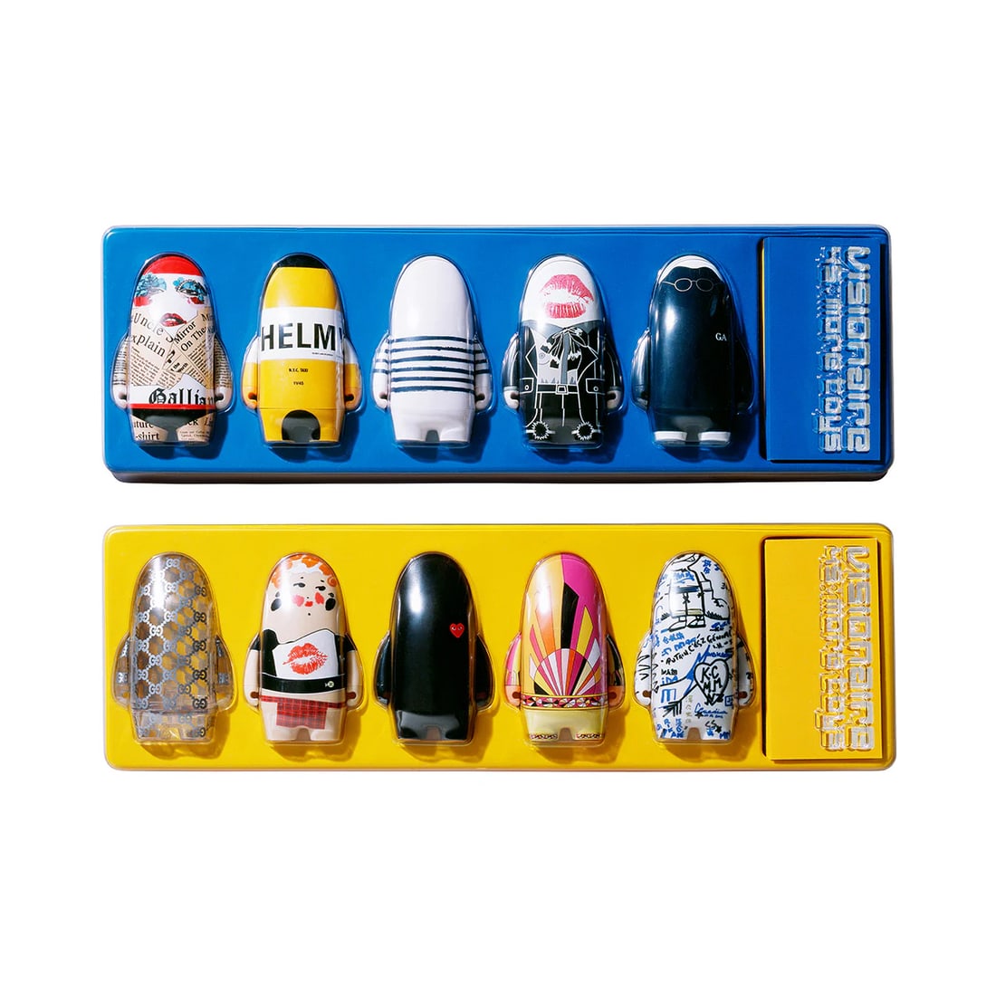 A PAIR OF KIDROBOT AND VISIONAIRE 45 TOY SETS, YELLOW AND BLUE BOXES, 2005, (1 of 6)