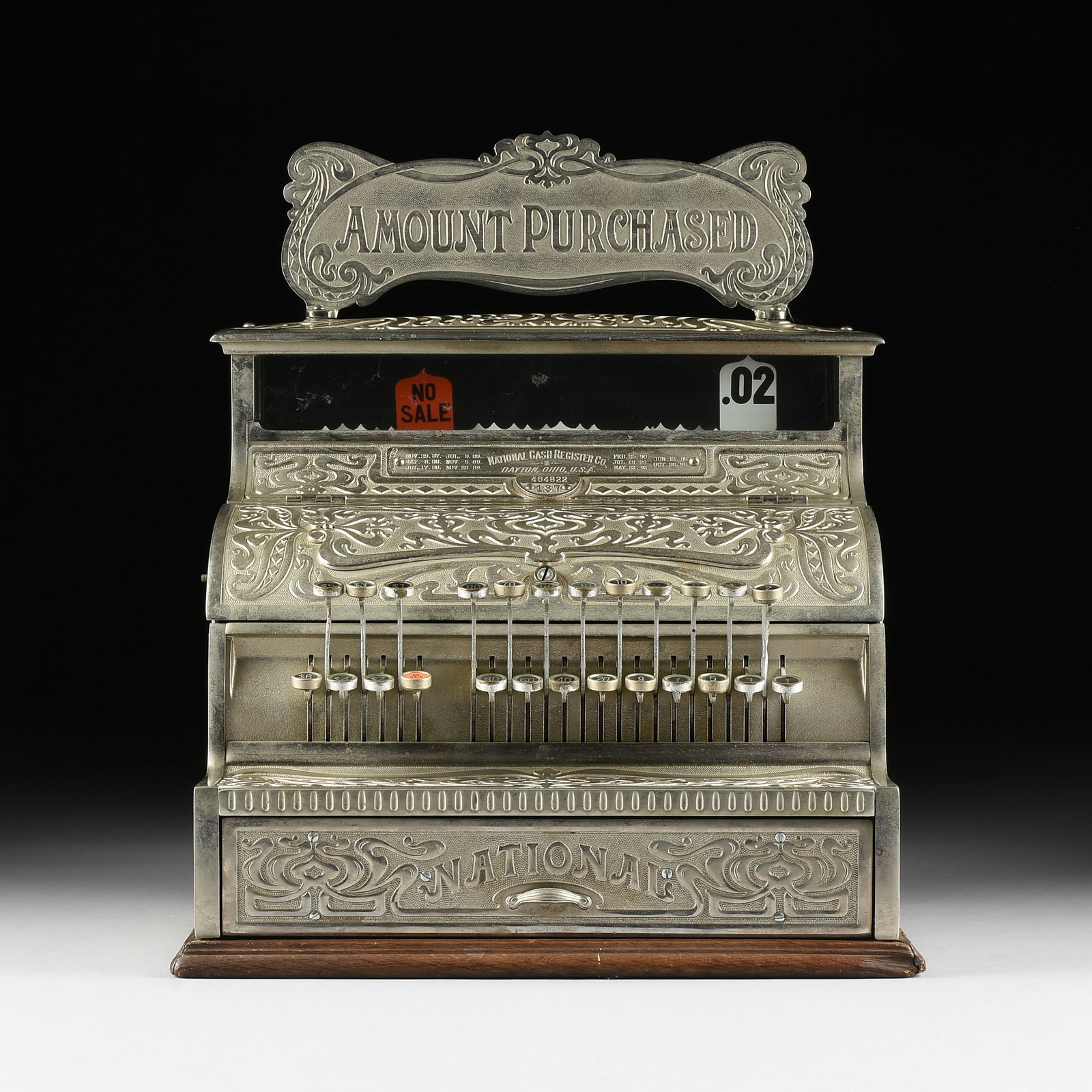 A NATIONAL CASH REGISTER MODEL 187, AMERICAN, 1905, (1 of 10)