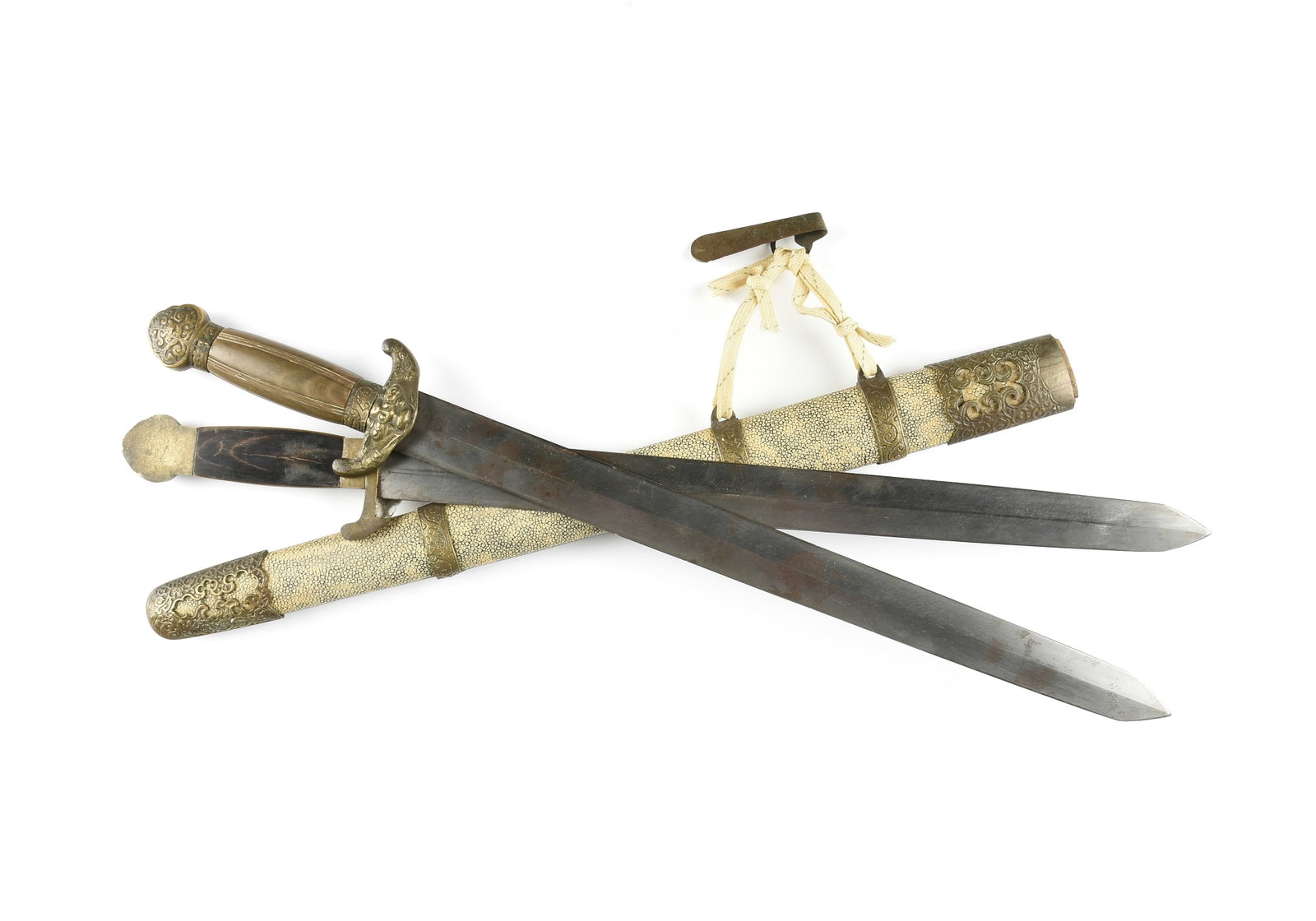 A JIAN DOUBLE SHORT SWORD SET, CHINESE, 19TH CENTURY, (1 of 10)
