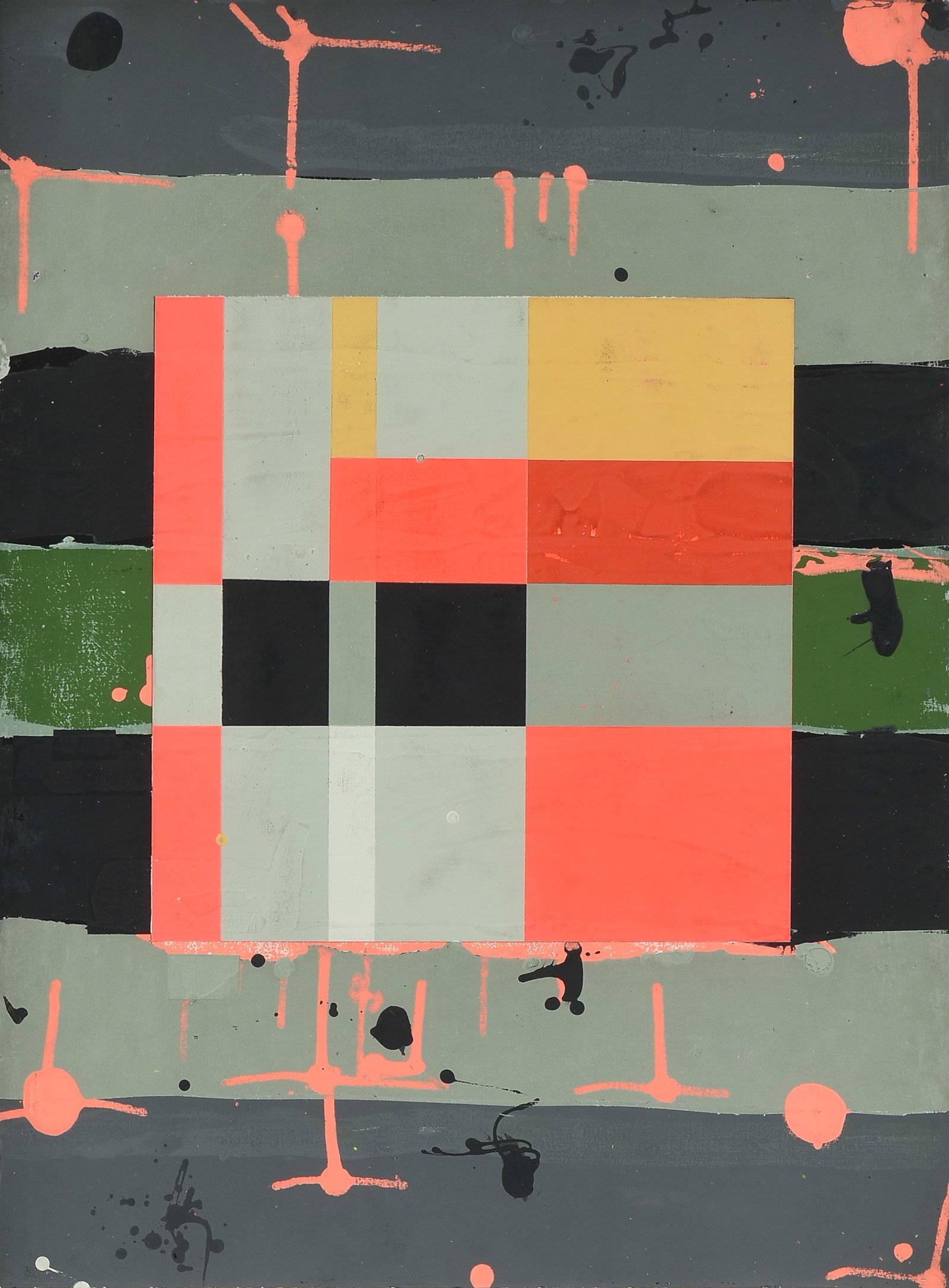 MIKE HOLLIS (American/Texas b. 1953) Example (J.T.M.), 1998,: MIKE HOLLIS (American/Texas b. 1953) Example (J.T.M.), 1998, acrylic and elastomeric on paper, with a label on reverse from MKG Art Management, Houston, Texas. 30 x 22 1/4 in. (76.2 x 56.5 cm.), Frame