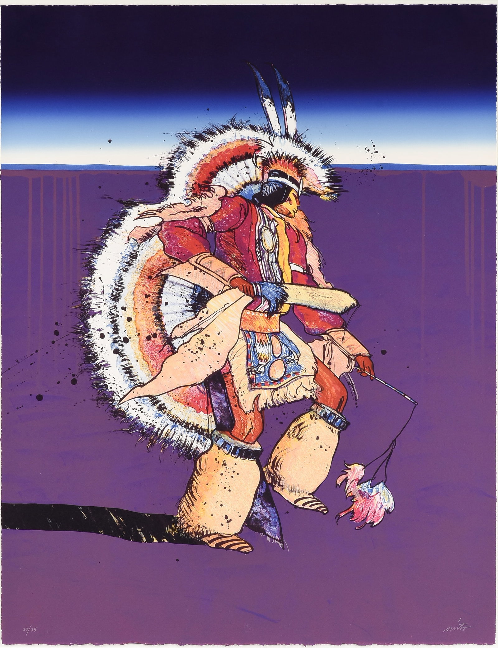 JOHN NIETO (American 1936-2018) Fancy Dancer, 1983,: JOHN NIETO (American 1936-2018) Fancy Dancer, 1983, serigraph on paper, signed lower right, "Nieto," and numbered lower left, "23/25." 35 x 27 1/4 in. (88.9 x 69.2 cm.), Frame: 42 3/4 x 34 1/2 in. (10