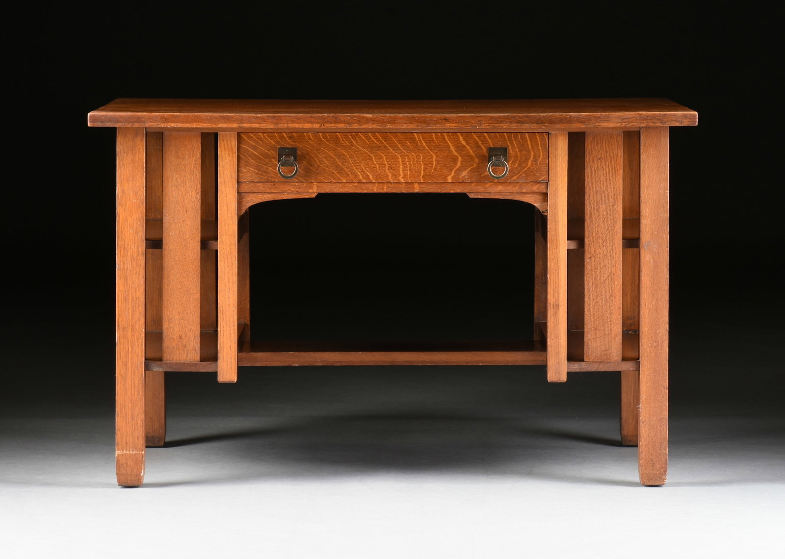 A MISSION STYLE DESK, AMERICAN, 20TH CENTURY, (1 of 10)
