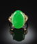 A 14K GOLD PLATED AND APPLE GREEN JADE LADY'S RING, the - 2
