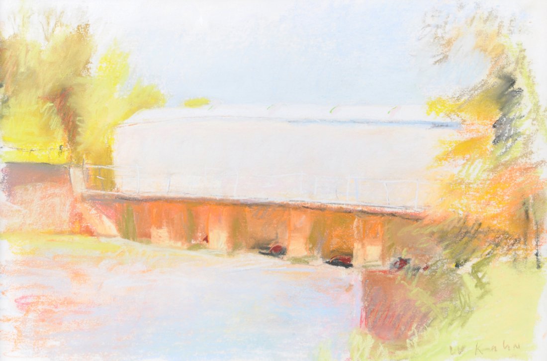 WOLF KAHN (German/American b. 1927) A PAINTING, "At the: WOLF KAHN (German/American b. 1927) A PAINTING, "At the Head of the Augusta Canal," pastel on paper, signed L/R. 12" x 18" Framed.