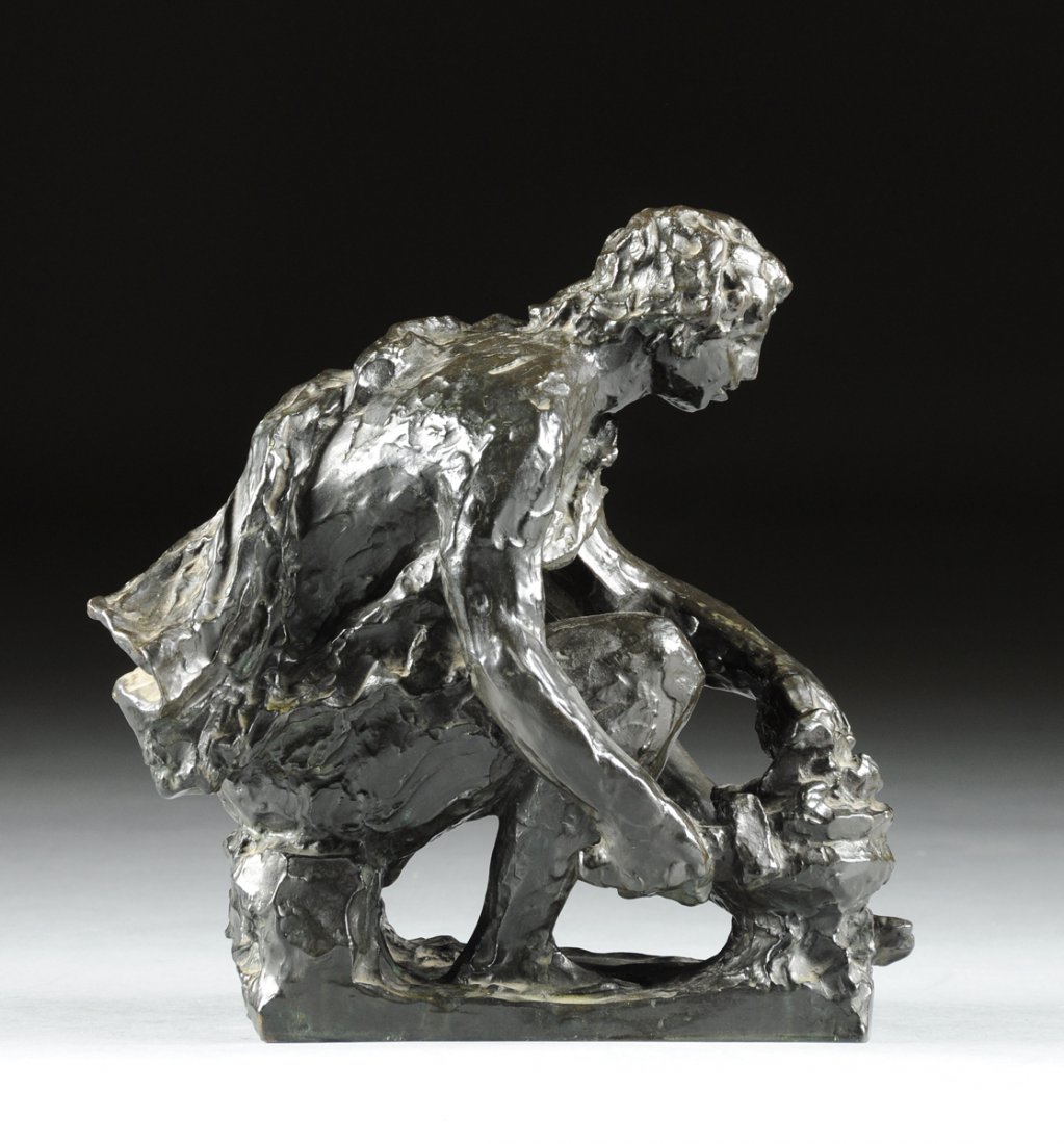 PIERRE AUGUST RENOIR (French 1841-1919) A BRONZE, "Le: PIERRE AUGUST RENOIR (French 1841-1919) A BRONZE, "Le Feu or Le Petit Forgeron," An important brown patinated bronze sculpture. Signed in bronze, with Valsuani foundry mark, Plaster model executed cir