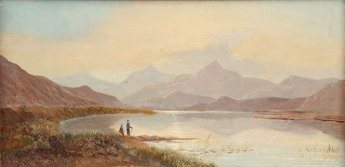 GEORGE DUNLOP LESLIE (British 1835-1921) A PAINTING,: GEORGE DUNLOP LESLIE (British 1835-1921) A PAINTING, "English Countryside," oil on canvas, signed L/R Height: 8" Width: 16"