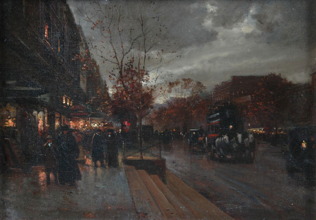 ÉDOUARD CORTÈS (French 1882-1969) A PAINTING, "Street: ÉDOUARD CORTÈS (French 1882-1969) A PAINTING, "Street Scene," oil on canvas, signed L/R. 12 1/4" x 17" NOTE: This painting is accompanied by a letter of authenticity by Mr. David Klein