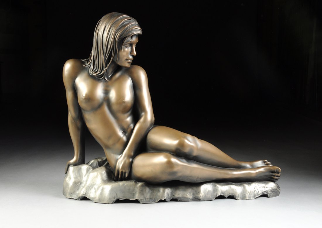 BILL MACK (American b. 1949) A SCULPTURE, "Female: BILL MACK (American b. 1949) A SCULPTURE, "Female Nude," bonded bronze relief, signed L/R. Height: 30 1/2" Width: 35 1/2"