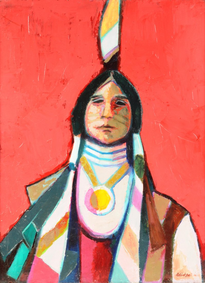 DAVID ADICKES (American/Texas b. 1927) A PAINTING,: DAVID ADICKES (American/Texas b. 1927) A PAINTING, "Indian oil on board, signed L/R. 32" x 24"