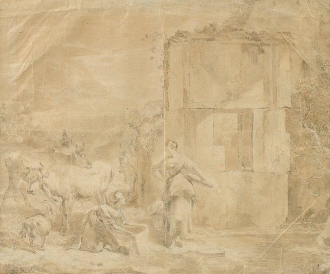 NICOLAES PIETERSZ. BERCHEM (Dutch 1620-1683) A DRAWING, (1 of 10)