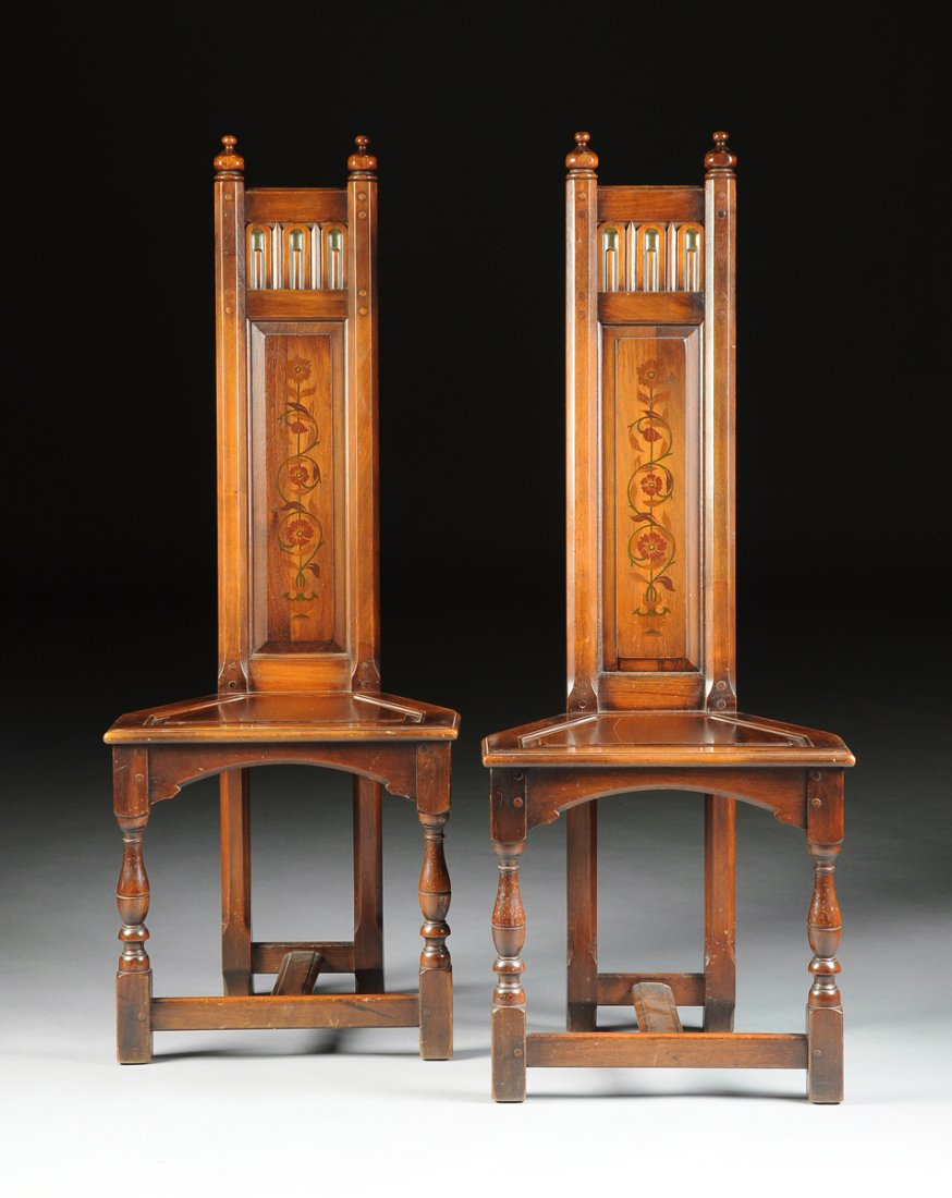 A PAIR OF VINTAGE KITTINGER MAHOGANY AND PAINTED GOTHIC (1 of 10)