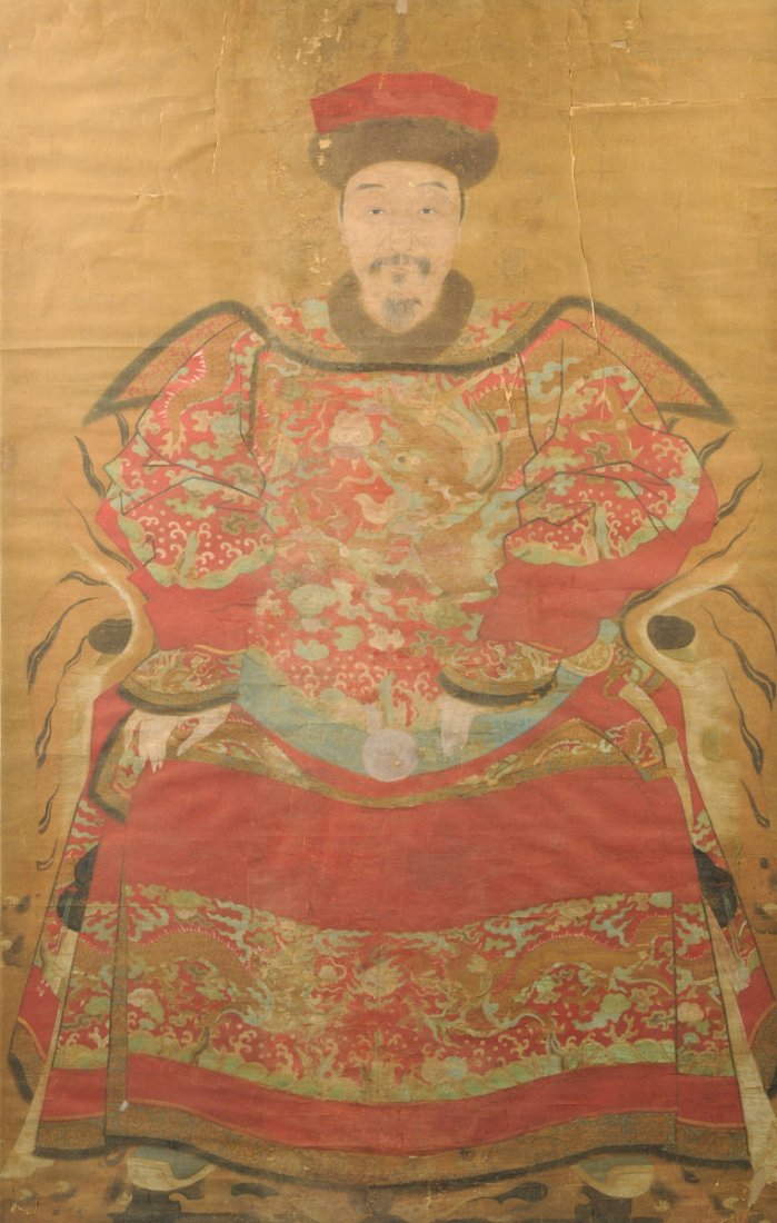 A LARGE CHINESE ANCESTOR PORTRAIT, 19TH CENTURY, (1 of 10)