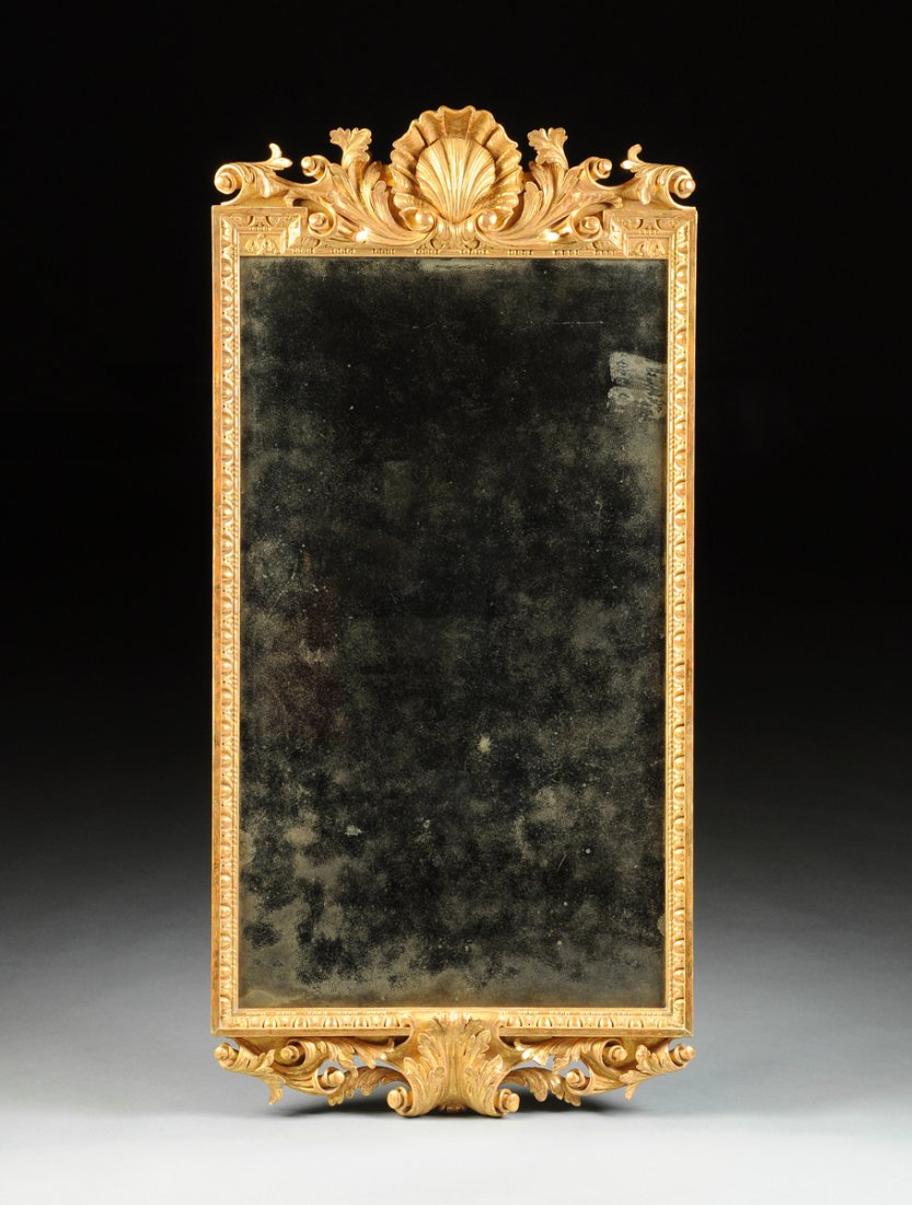 A GEORGE II PARCEL GILT CARVED WOOD MIRROR, CIRCA 1730, (1 of 9)