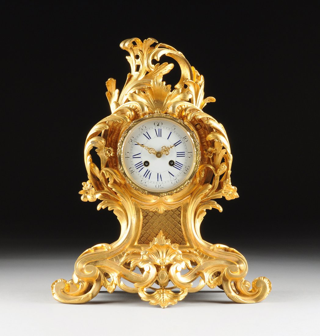 A LOUIS XV STYLE GILT BRONZE MANTLE CLOCK, S. MARTI & (1 of 10)
