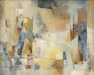 CHARLES RAGLAND BUNNELL (American 1897-1968) A: CHARLES RAGLAND BUNNELL (American 1897-1968) A PAINTING, "Untitled Abstract," oil on masonite, signed and dated [19]59 L/R. 17 1/4" x 20"