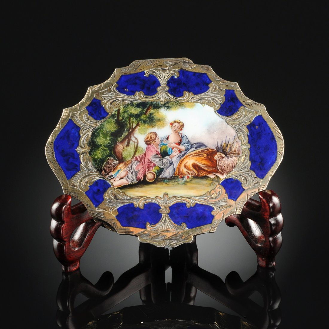 A VINTAGE ITALIAN POLYCHROME AND LAPIS BLUE ENAMELED (1 of 8)