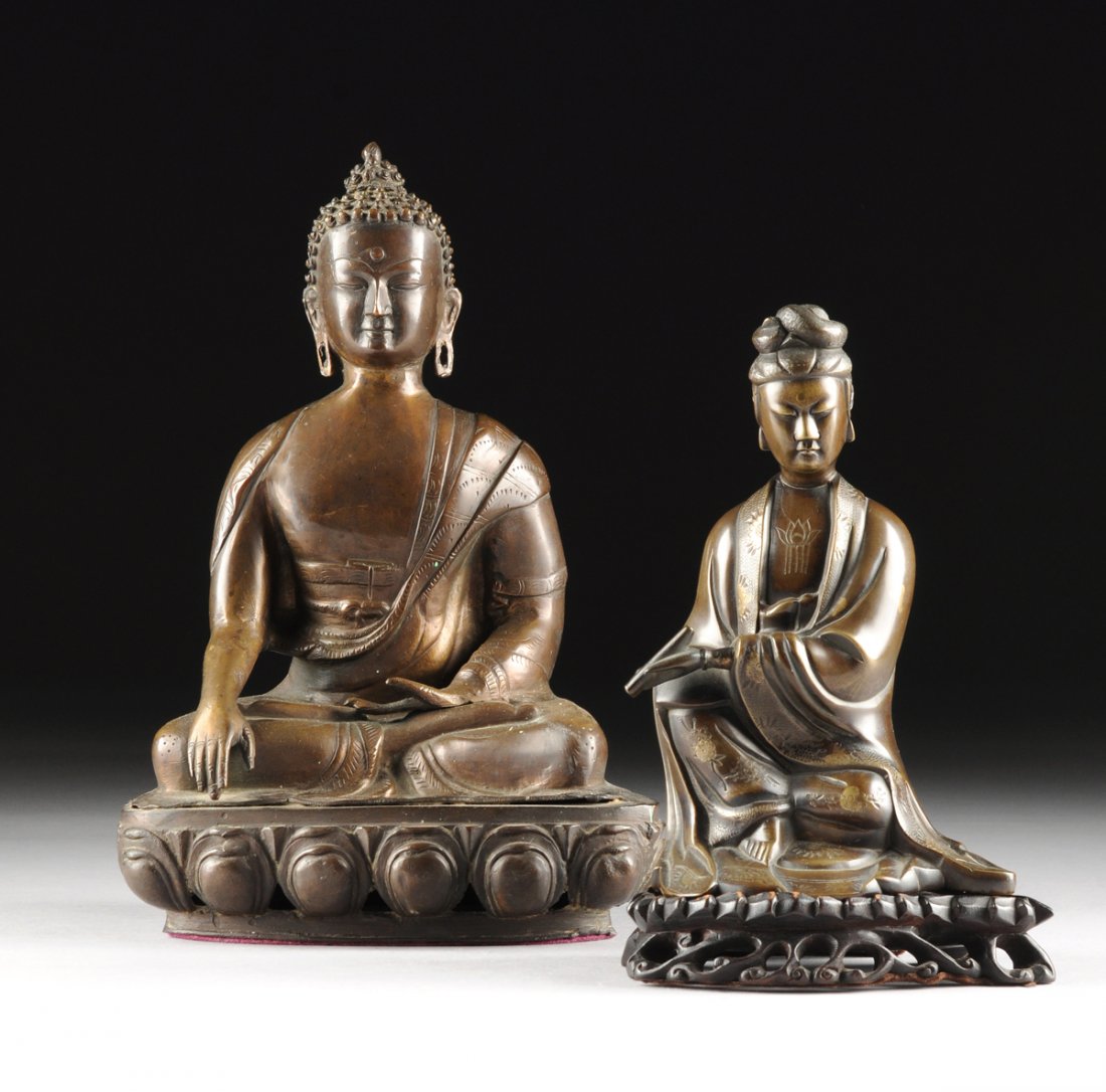 TWO ASIAN BRONZE SCULPTURES, PROBABLY 20TH CENTURY, (1 of 10)