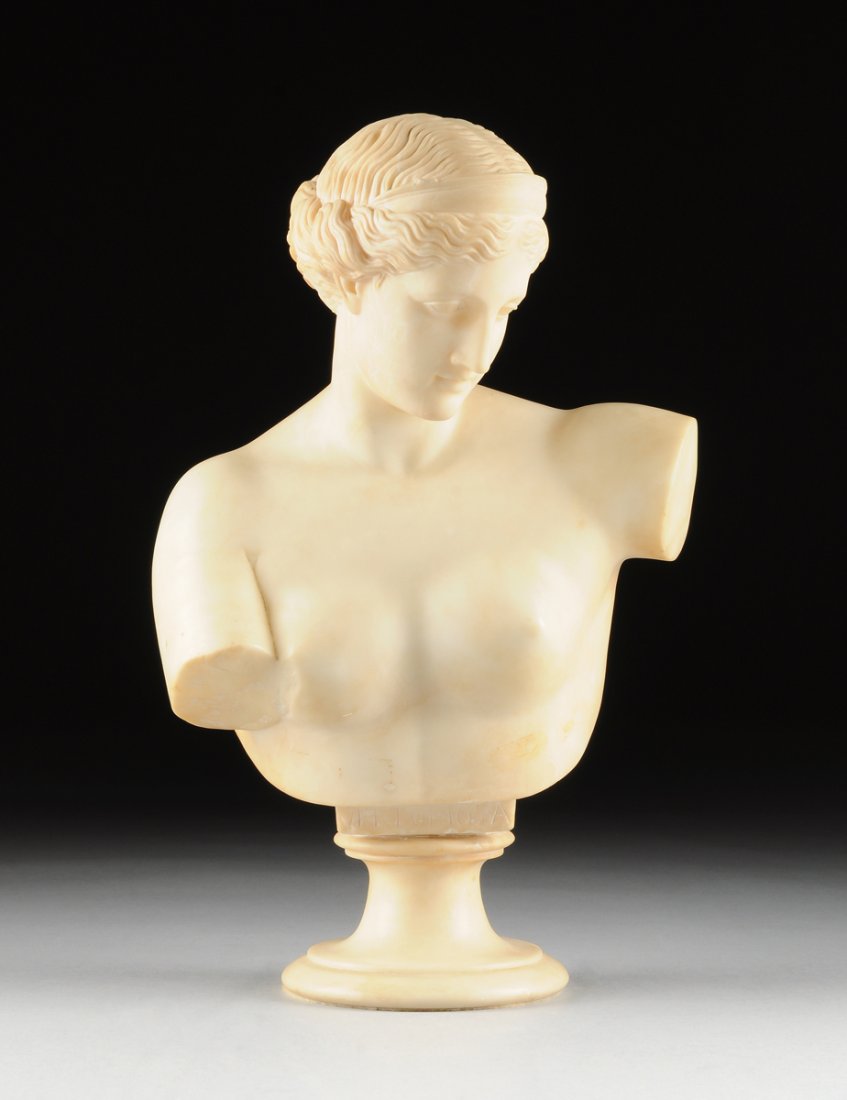 A CONTINENTAL CARVED WHITE MARBLE BUST OF A CLASSICAL (1 of 10)