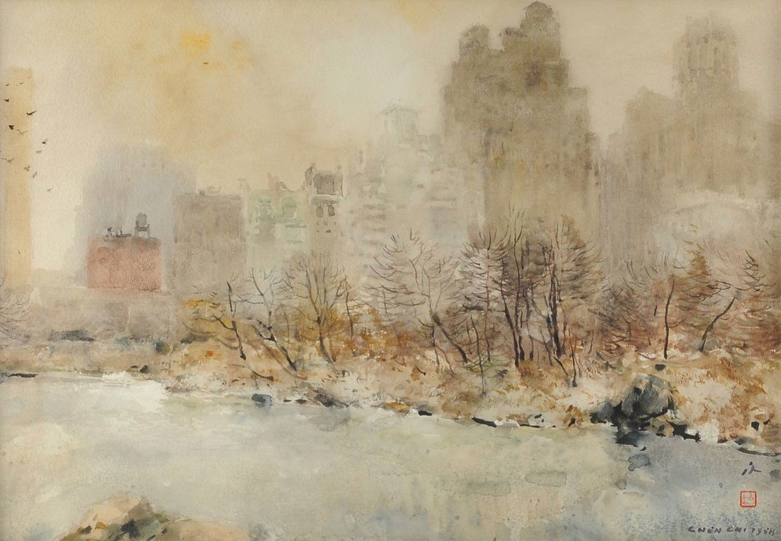 CHEN CHI (Chinese 1912-2005) A PAINTING, "The City," (1 of 6)