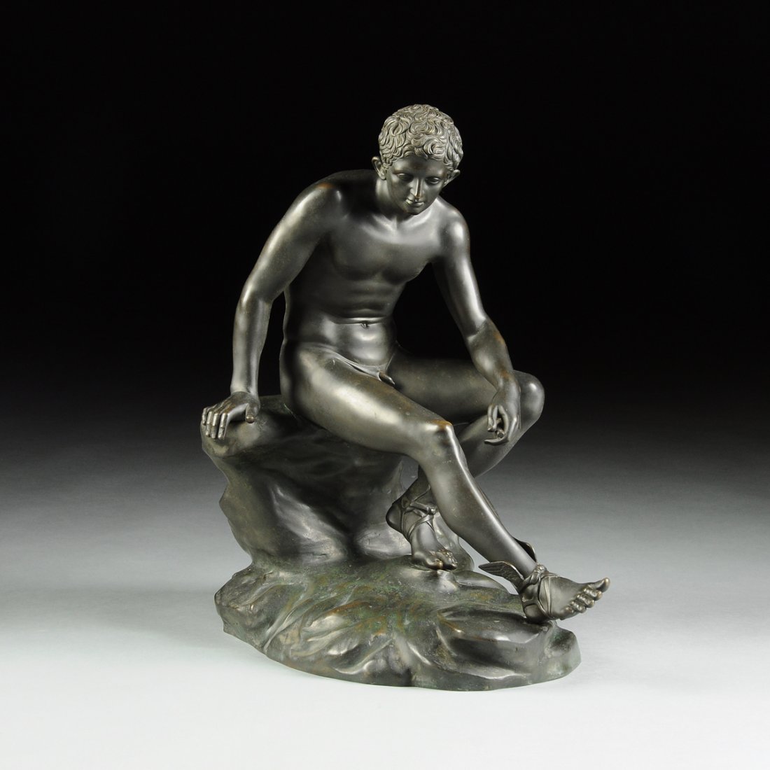 AN ITALIAN PATINATED BRONZE SCULPTURE OF HERMES, AFTER (1 of 10)