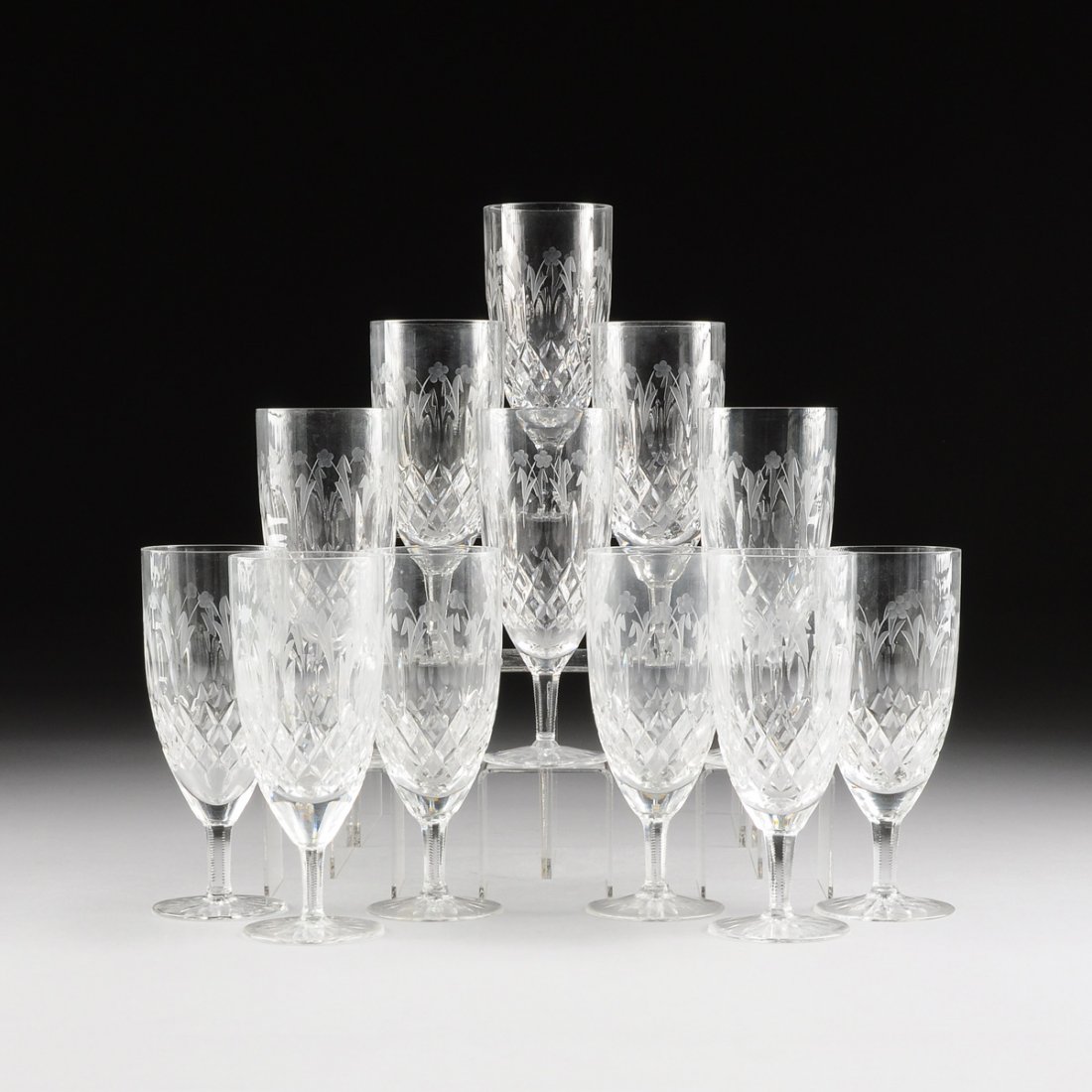 A SET OF TWELVE ROGASKA CLEAR CUT AND FROSTED LEAD (1 of 5)