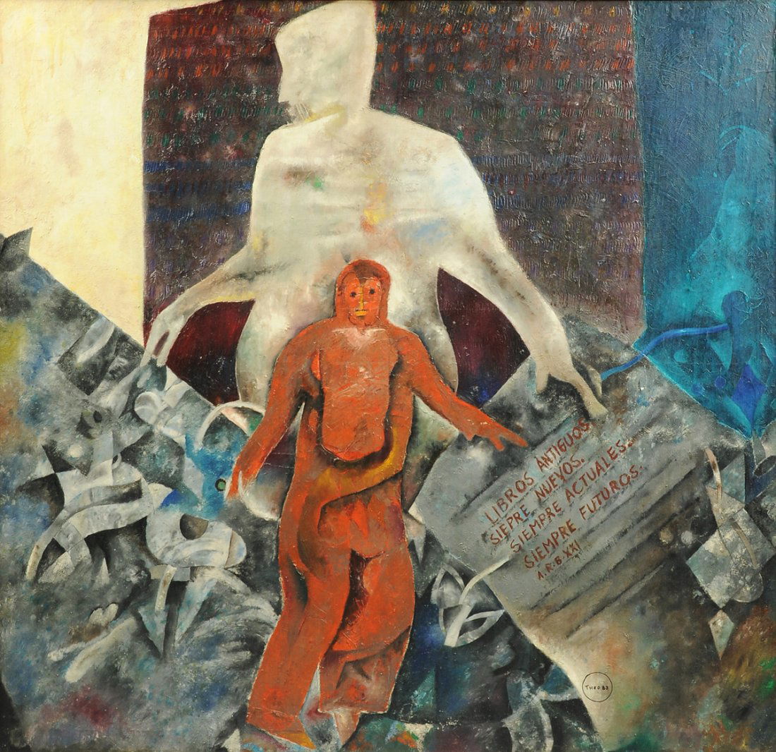THEO (Mexican b. 1952) A PAINTING, "LIBROS ANTIGUOS," (1 of 10)