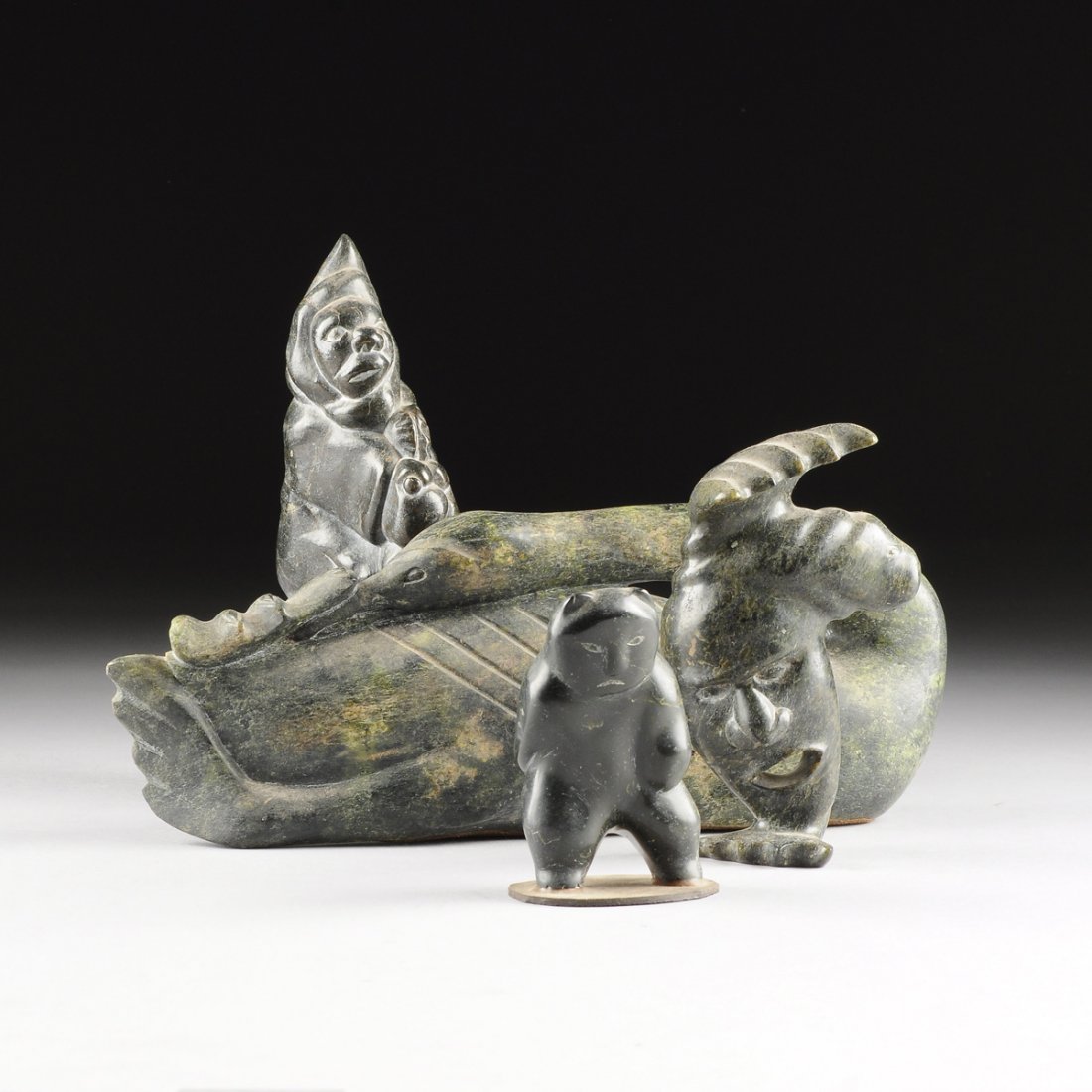 A COLLECTION OF FOUR CANADIAN INUIT SCULPTURES, CAPE (1 of 10)