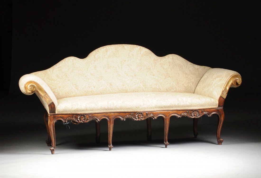 AN ITALIAN ROCOCO STYLE PARCEL GILT AND UPHOLSTERED (1 of 10)