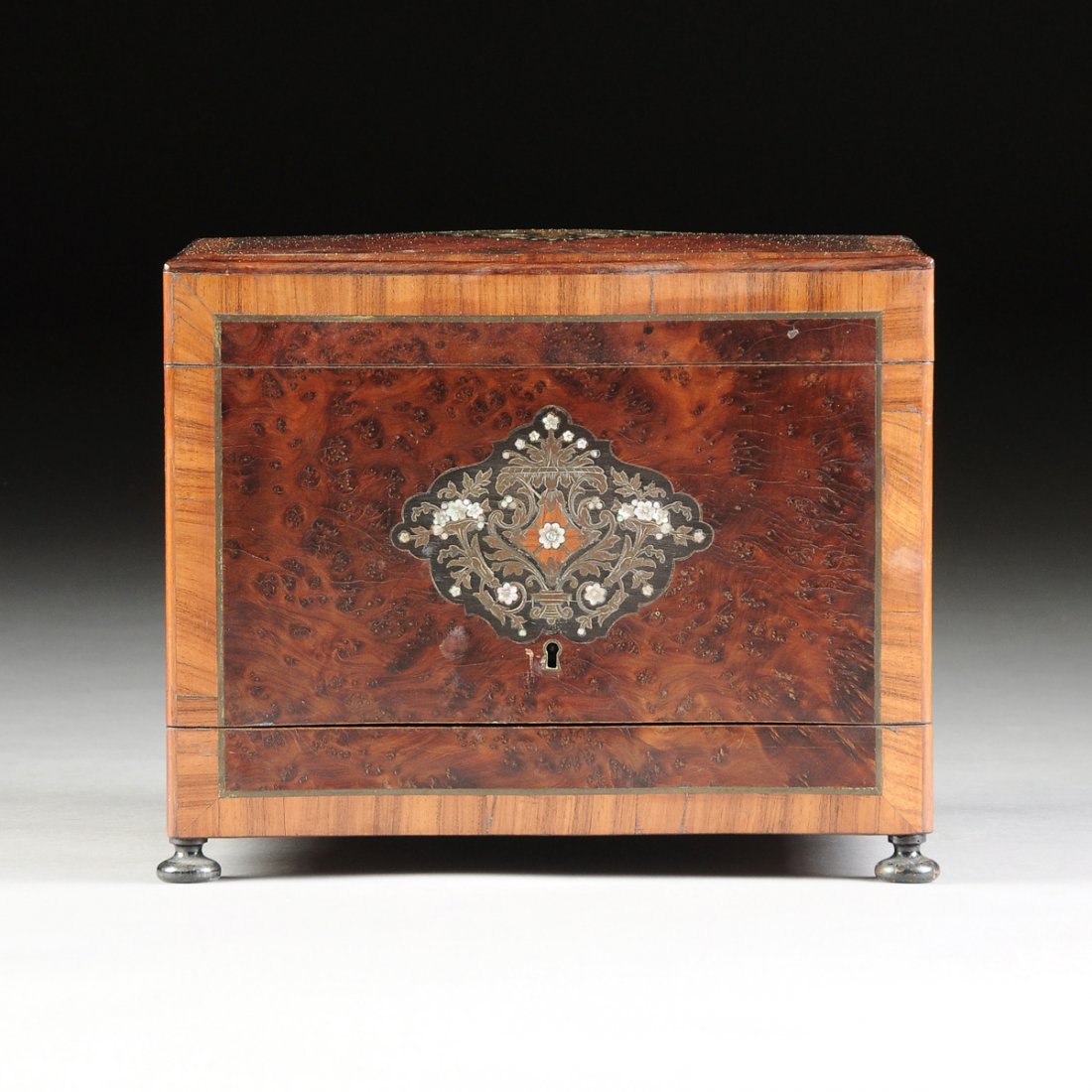 AN ANTIQUE FRENCH MOTHER-OF-PEARL AND BURL WALNUT (1 of 10)